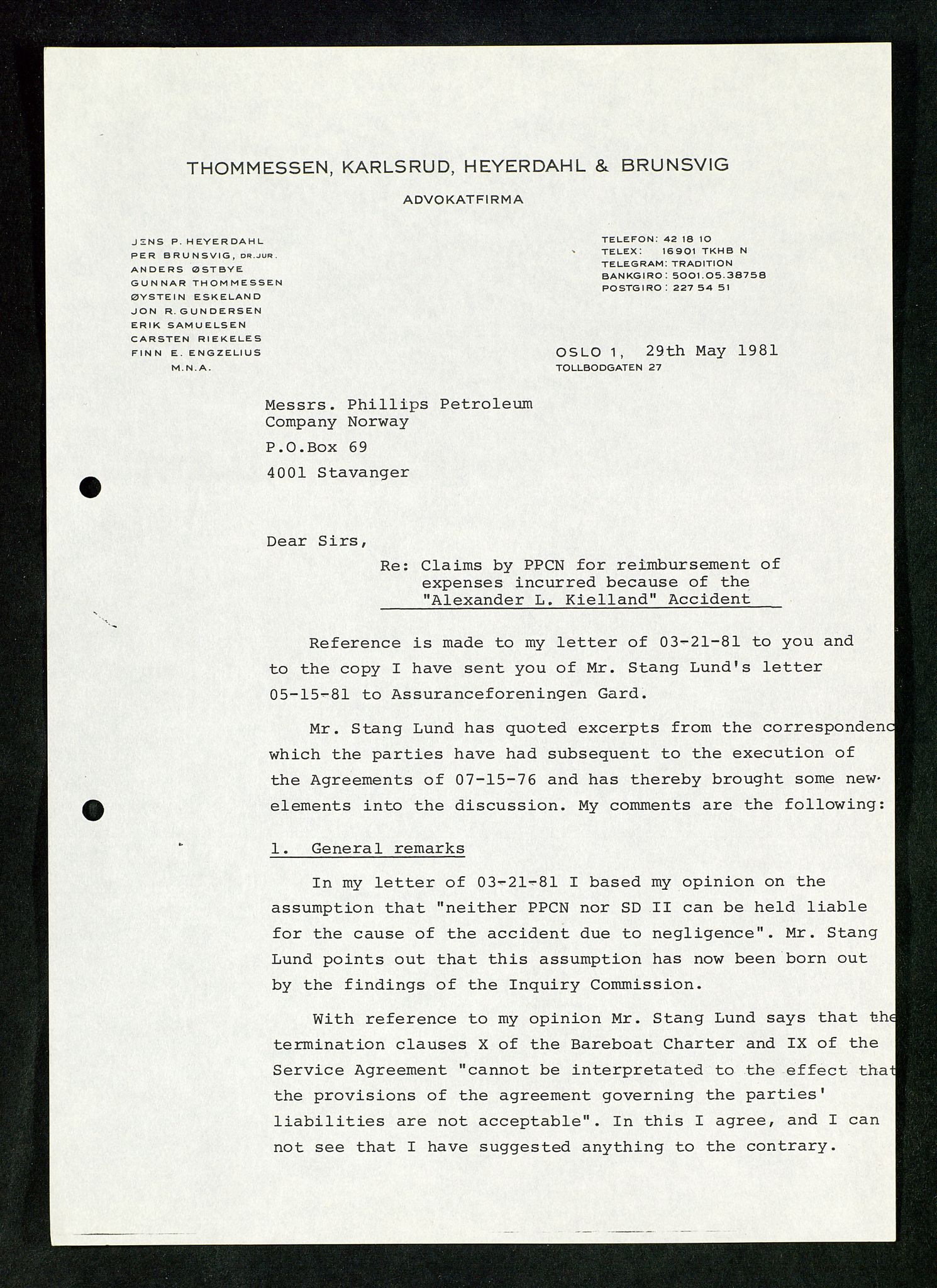 Pa 1503 - Stavanger Drilling AS, AV/SAST-A-101906/Da/L0017: Alexander L. Kielland - Saks- og korrespondansearkiv, 1981-1984, p. 192