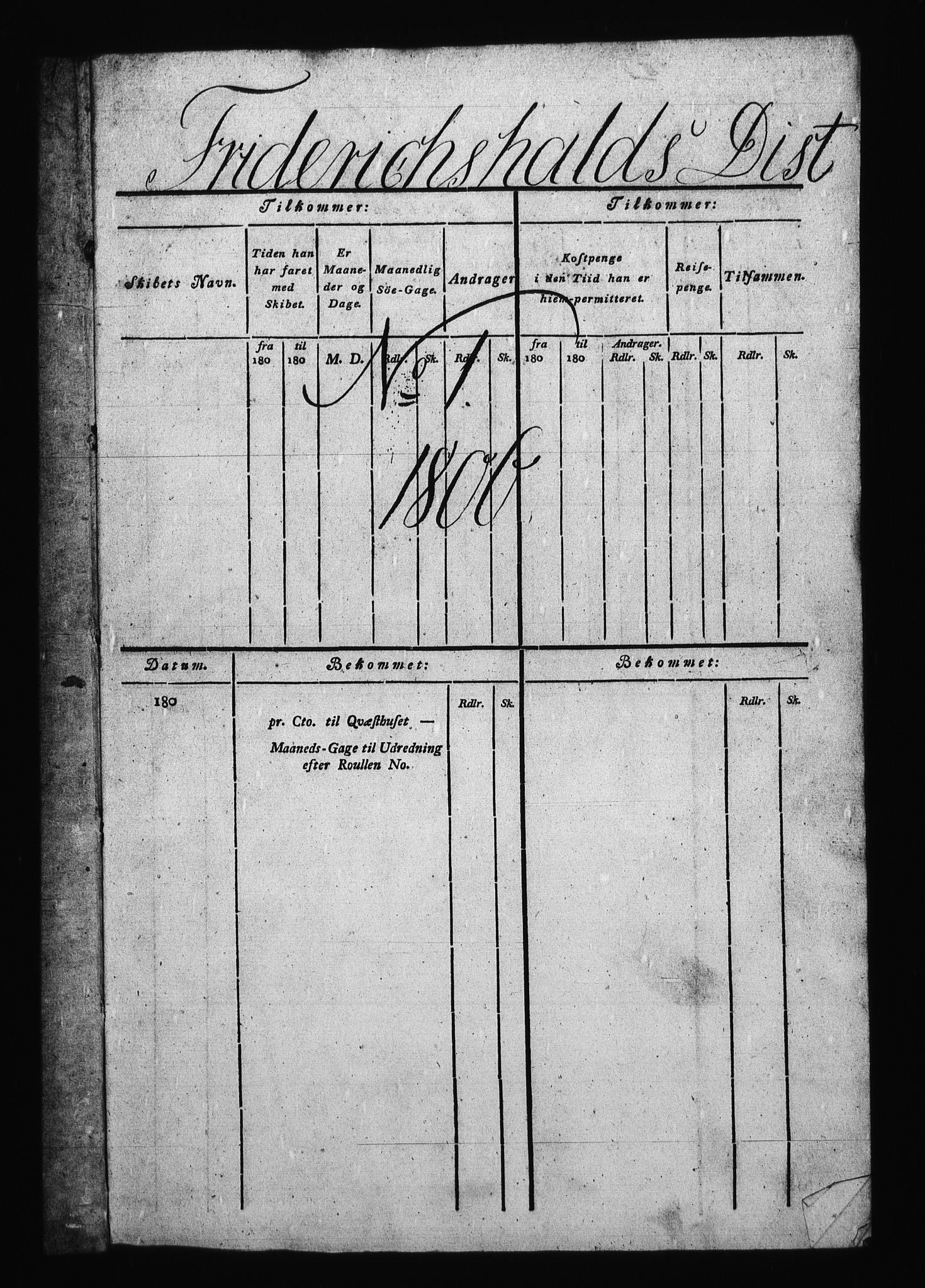 Sjøetaten, RA/EA-3110/F/L0200: Fredrikshalds distrikt, bind 1, 1806