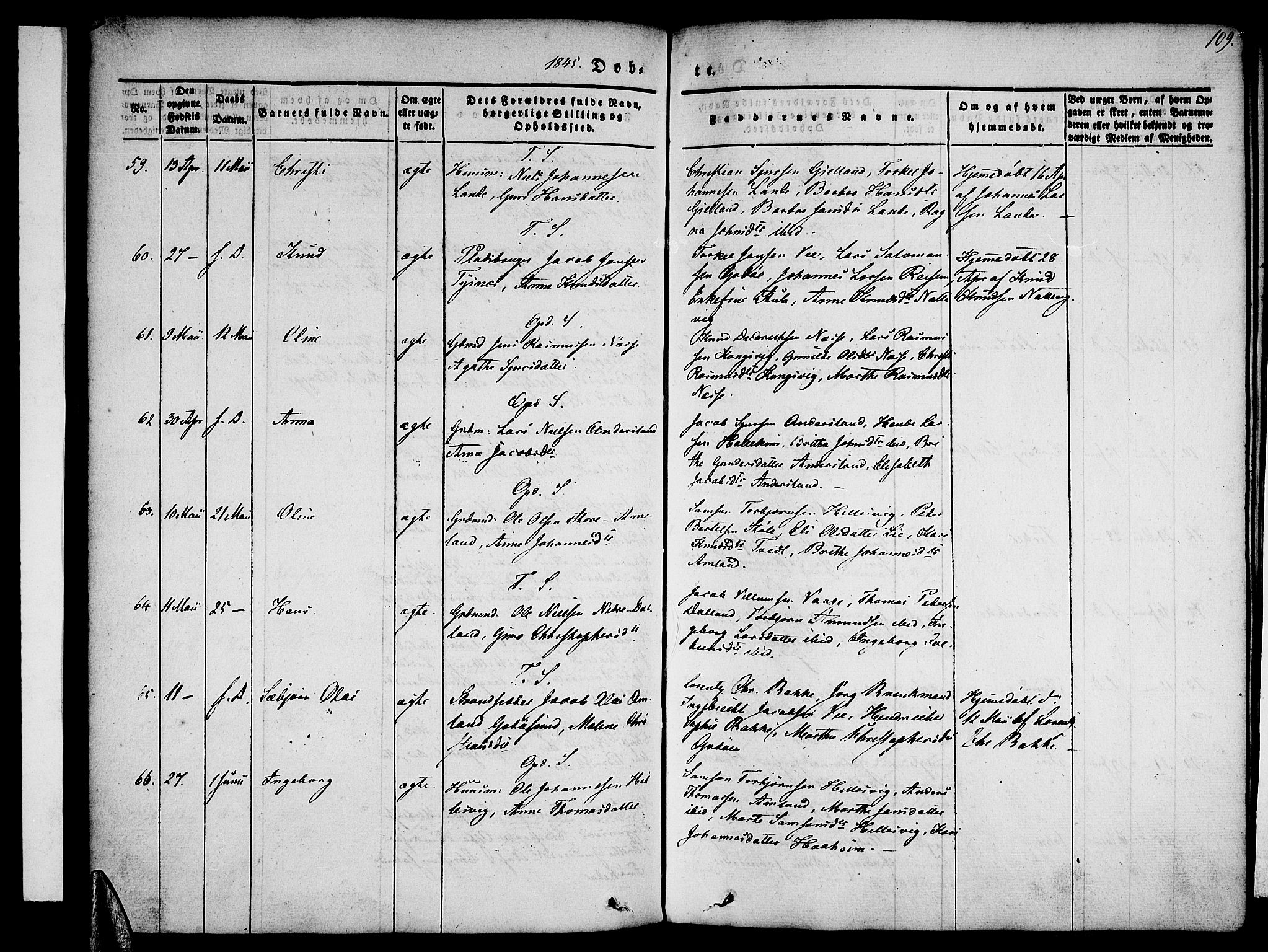 Tysnes sokneprestembete, AV/SAB-A-78601/H/Haa: Parish register (official) no. A 9, 1837-1848, p. 109