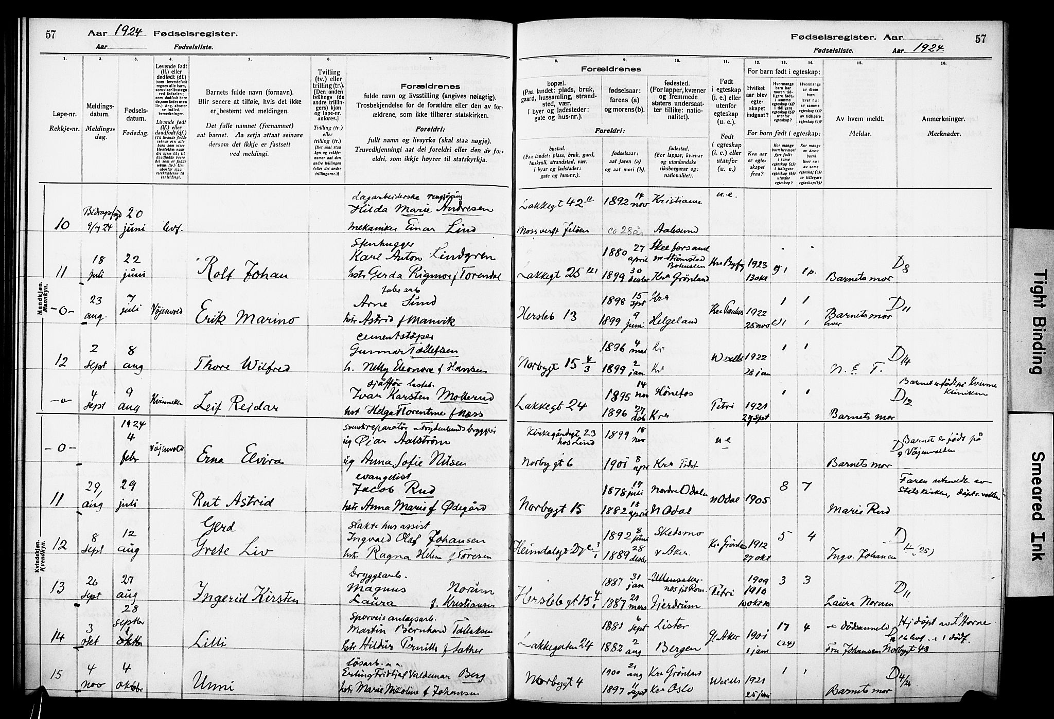 Wexel prestekontor Kirkebøker, AV/SAO-A-10879/J/L0001: Birth register no. 1, 1916-1930, p. 57