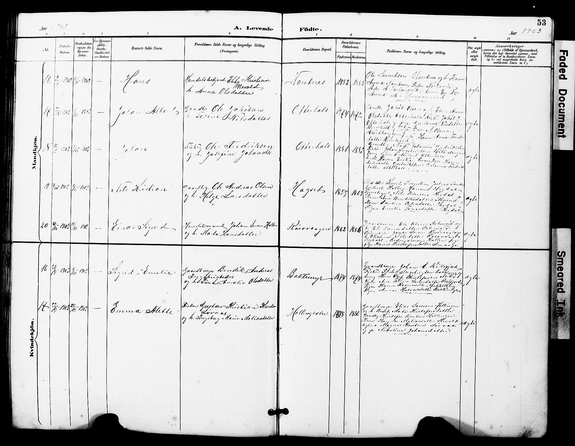 Ministerialprotokoller, klokkerbøker og fødselsregistre - Møre og Romsdal, AV/SAT-A-1454/560/L0725: Parish register (copy) no. 560C02, 1895-1930, p. 53