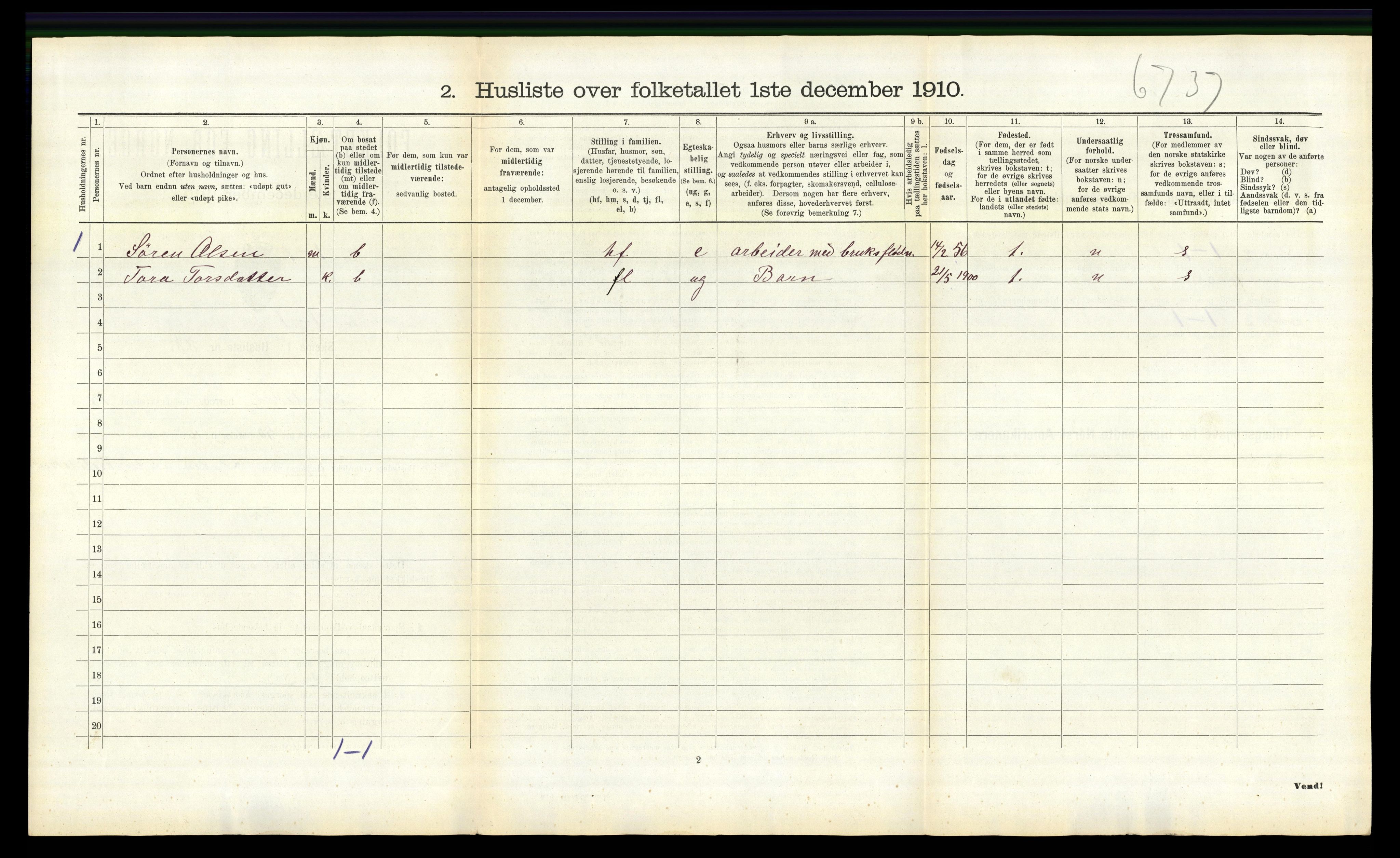 RA, 1910 census for Søndeled, 1910, p. 1155