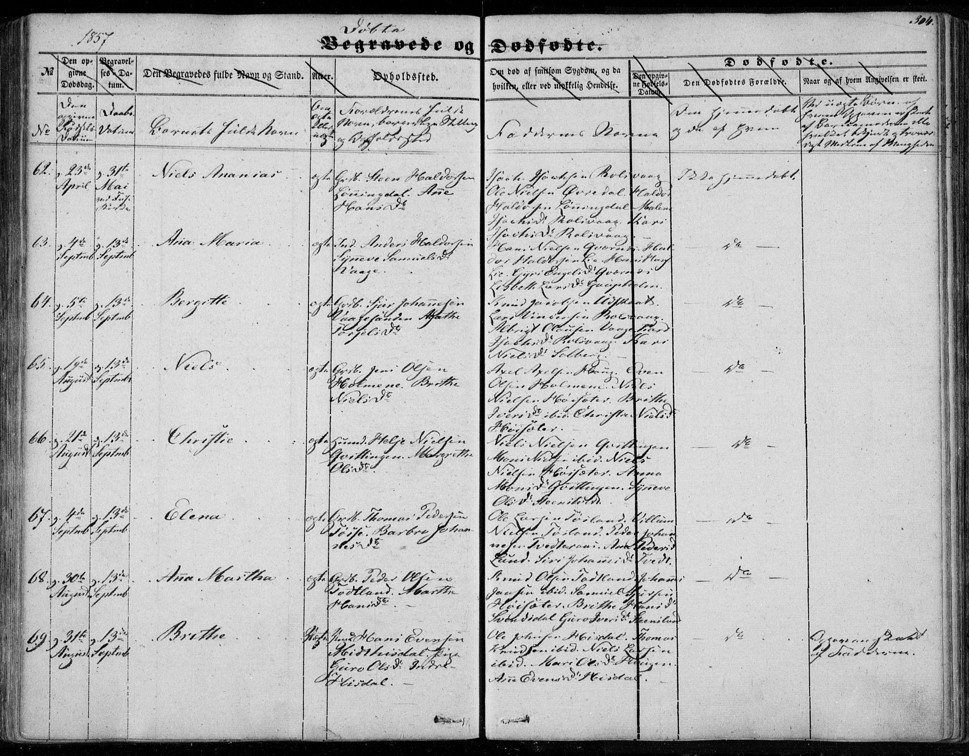 Os sokneprestembete, SAB/A-99929: Parish register (official) no. A 16, 1851-1859, p. 304