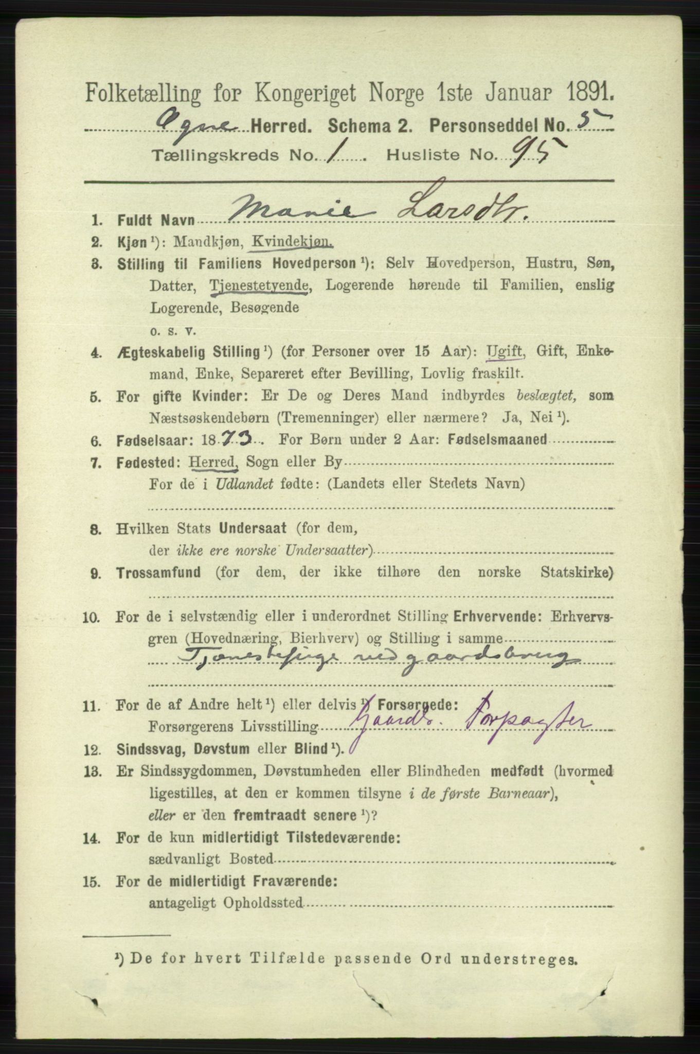 RA, 1891 census for 1117 Ogna, 1891, p. 667