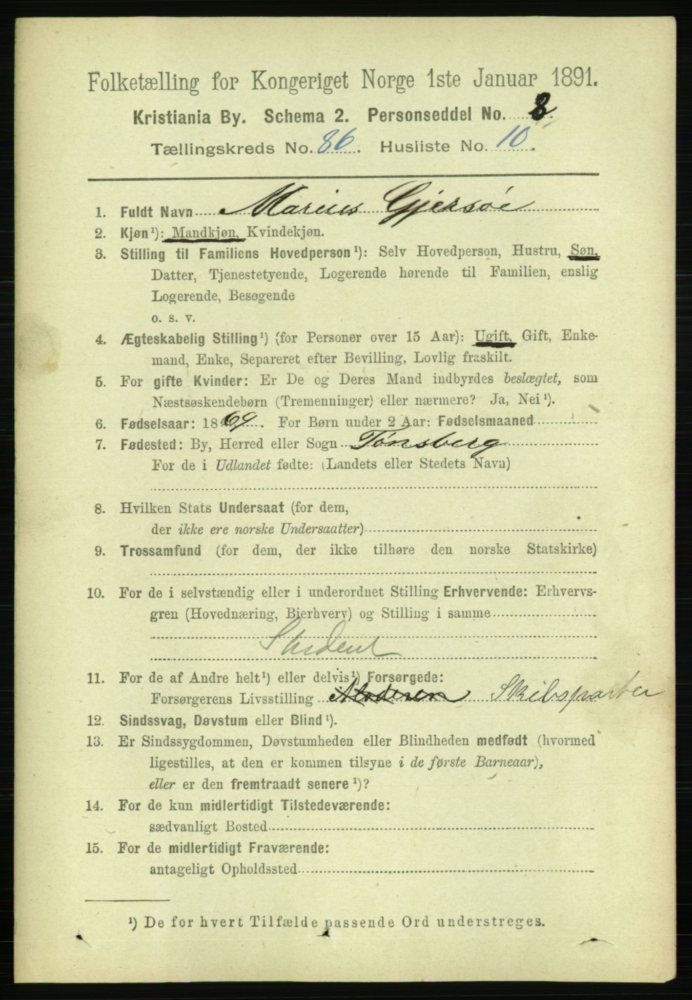 RA, 1891 census for 0301 Kristiania, 1891, p. 43328