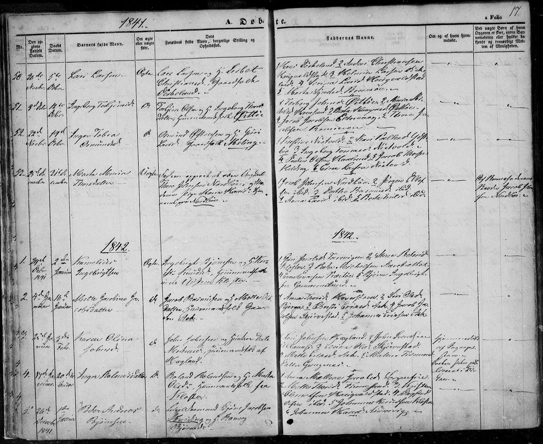 Rennesøy sokneprestkontor, SAST/A -101827/H/Ha/Haa/L0005: Parish register (official) no. A 5, 1838-1859, p. 17