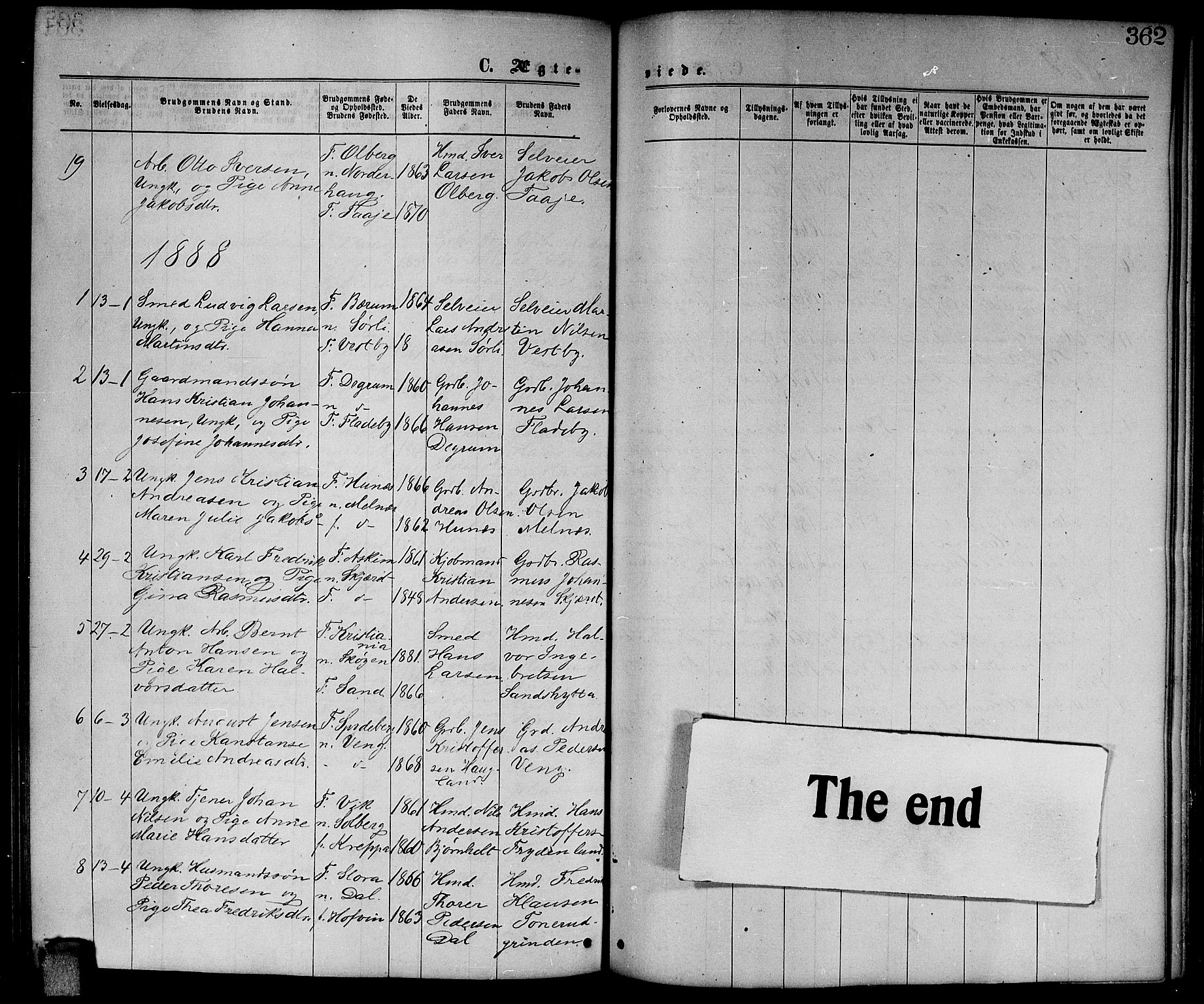 Enebakk prestekontor Kirkebøker, SAO/A-10171c/G/Ga/L0005: Parish register (copy) no. I 5, 1867-1888, p. 362