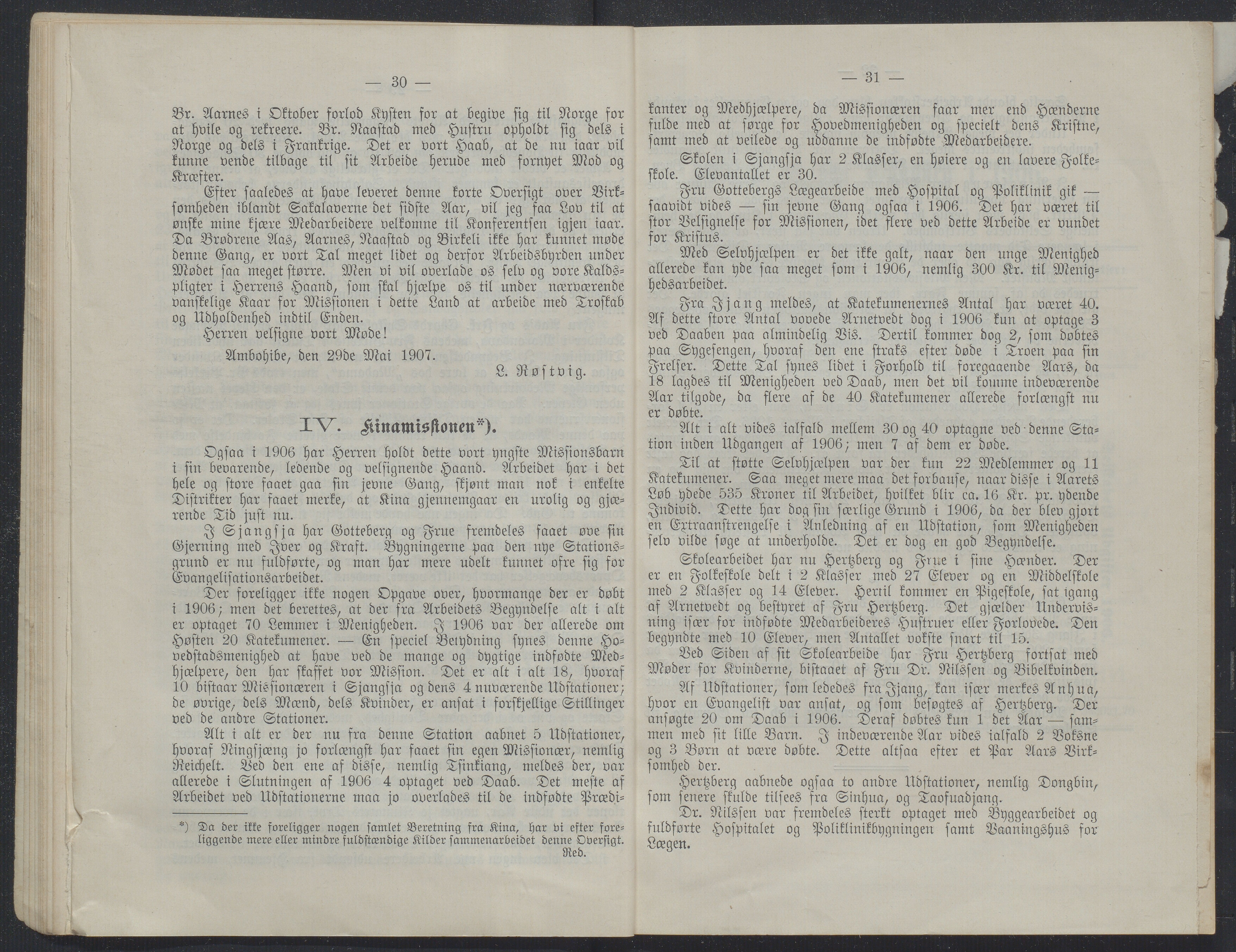 Det Norske Misjonsselskap - hovedadministrasjonen, VID/MA-A-1045/D/Db/Dba/L0340/0007: Beretninger, Bøker, Skrifter o.l   / Årsberetninger. Heftet. 65. , 1906, p. 30-31