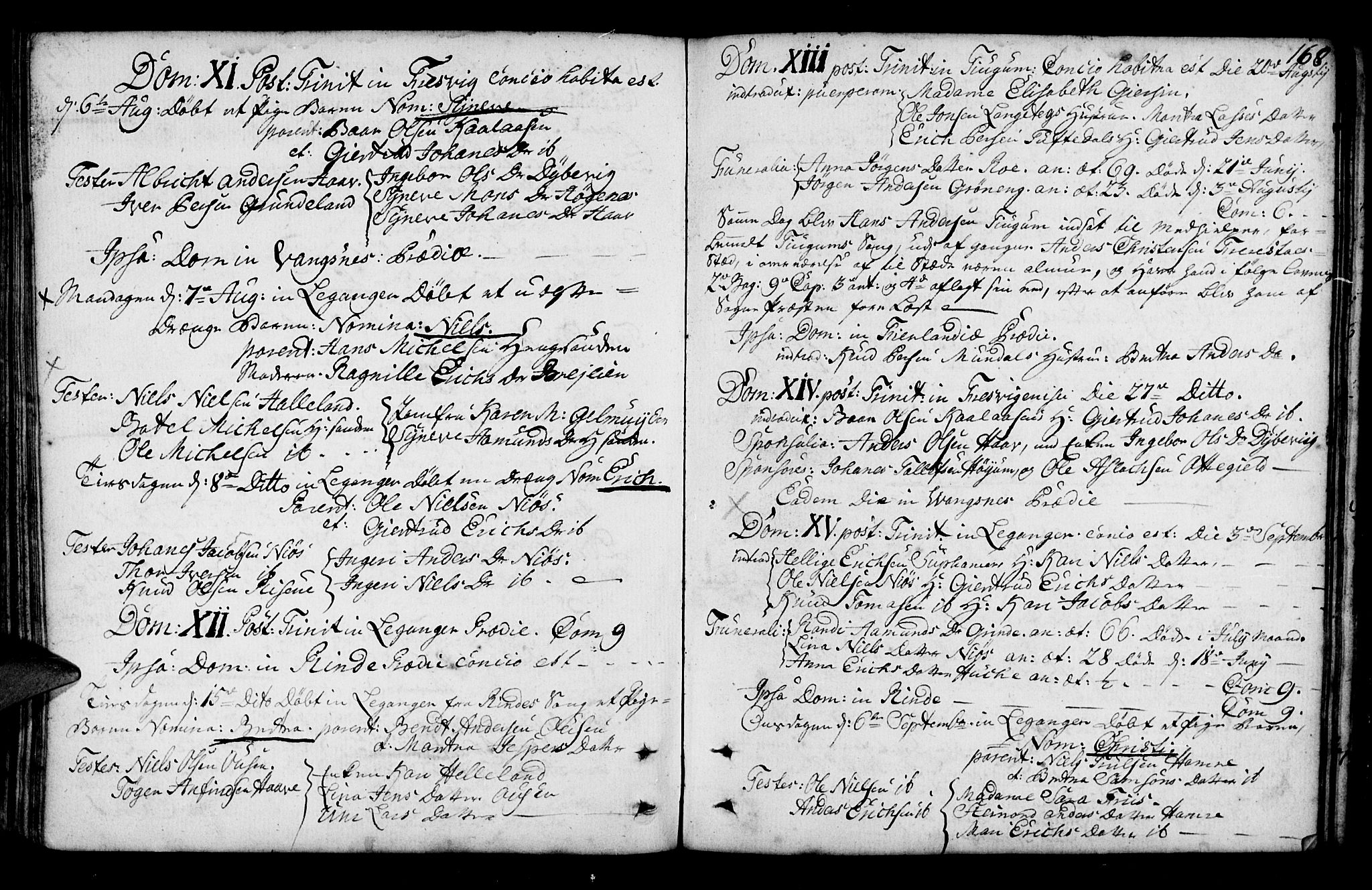Leikanger sokneprestembete, SAB/A-81001: Parish register (official) no. A 3, 1756-1770, p. 168