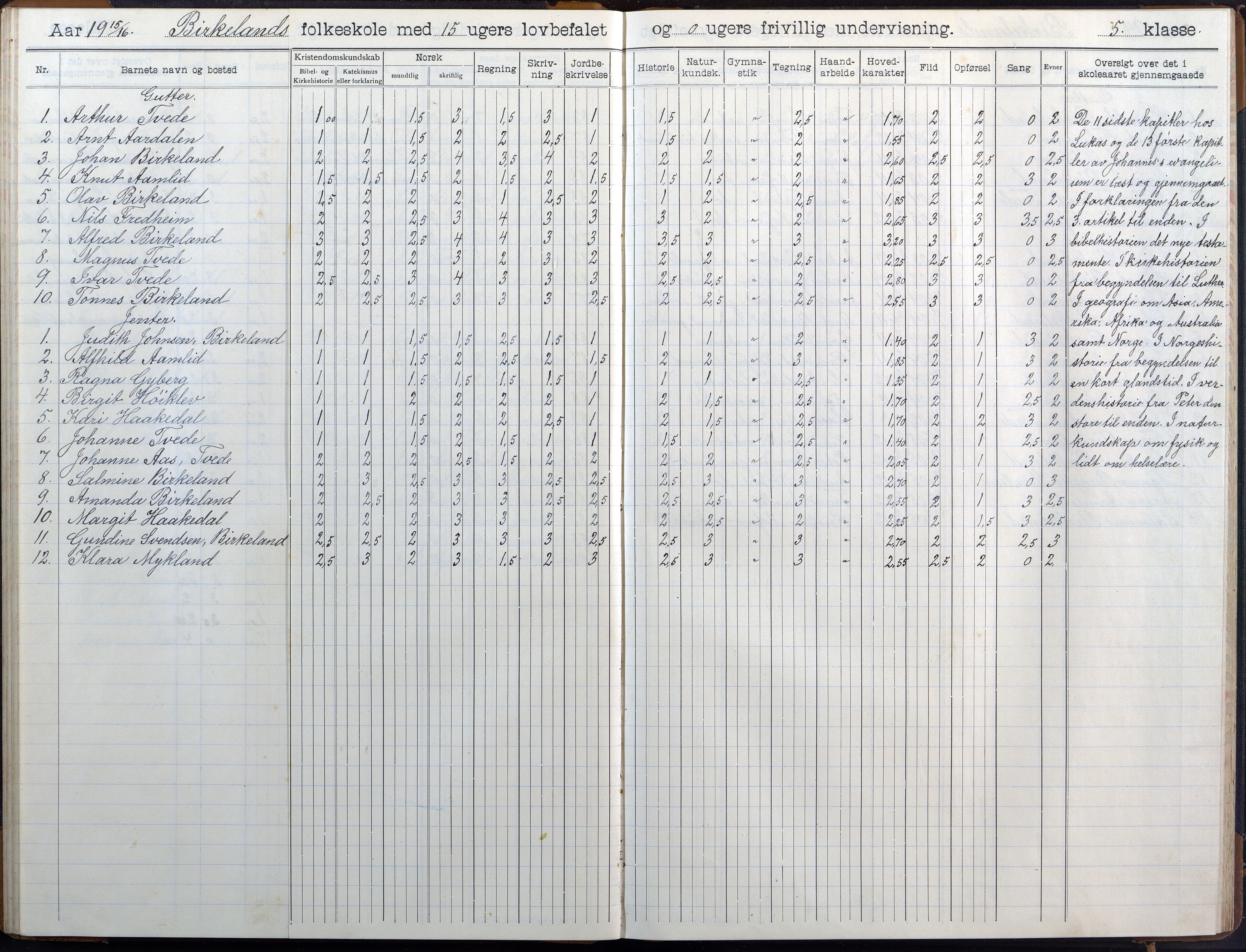 Birkenes kommune, Birkenes krets/Birkeland folkeskole frem til 1991, AAKS/KA0928-550a_91/F02/L0007: Skoleprotokoll, 1907-1931