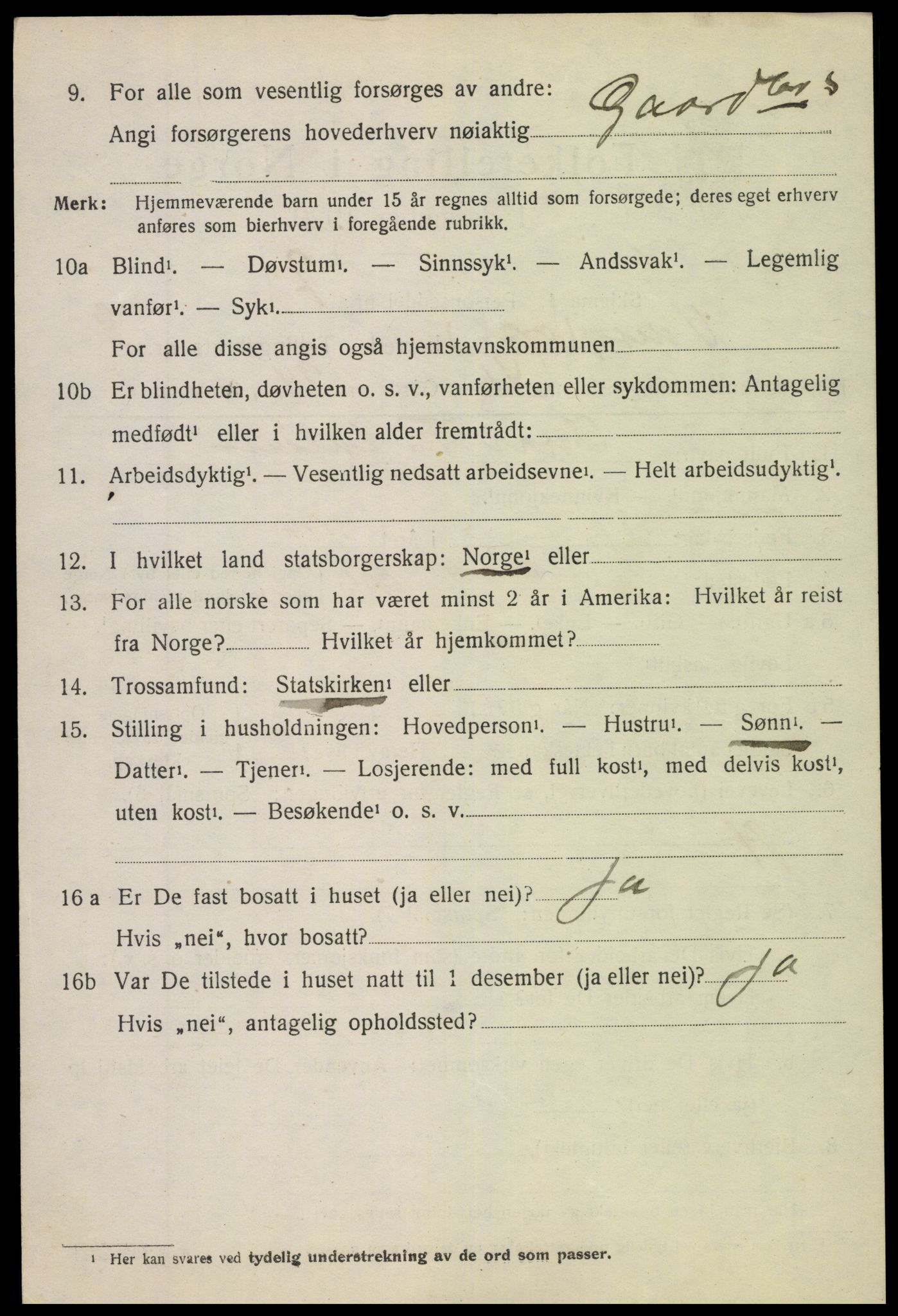 SAH, 1920 census for Vang (Oppland), 1920, p. 3852