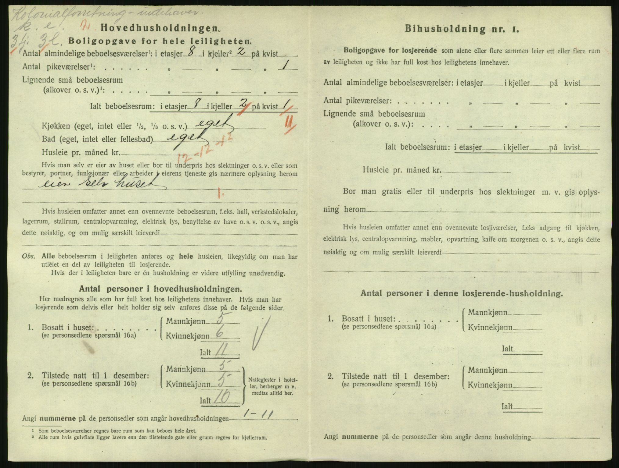 SAH, 1920 census for Lillehammer, 1920, p. 2325