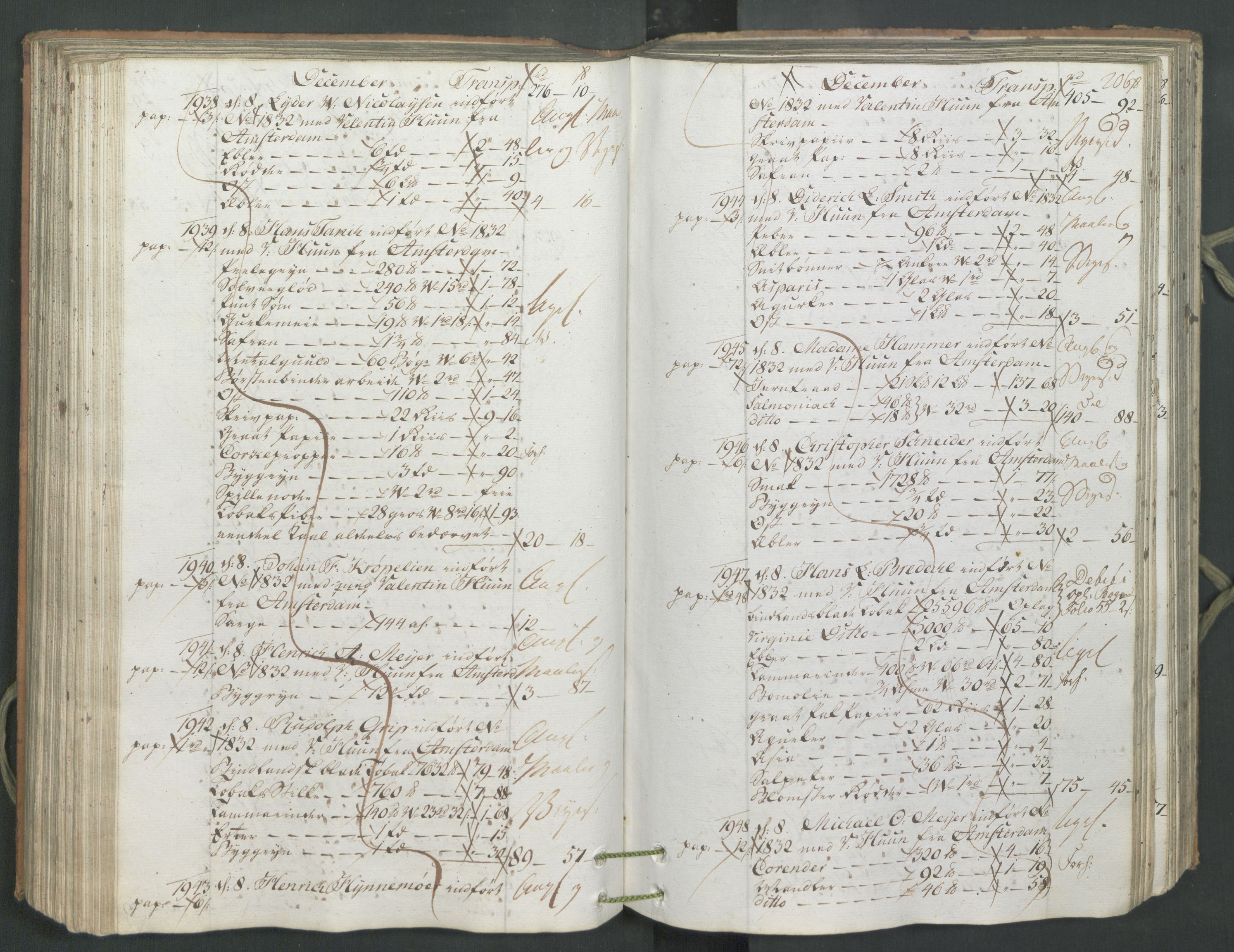 Generaltollkammeret, tollregnskaper, AV/RA-EA-5490/R26/L0222/0001: Tollregnskaper Bergen A / Inngående hovedtollbok, 1786, p. 205b-206a