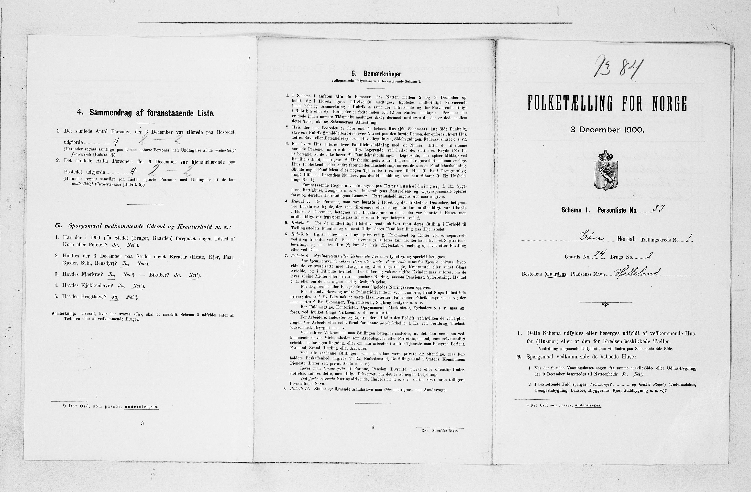 SAB, 1900 census for Etne, 1900, p. 144