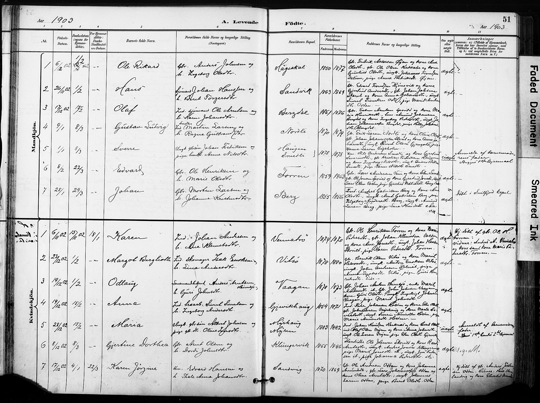 Ministerialprotokoller, klokkerbøker og fødselsregistre - Sør-Trøndelag, SAT/A-1456/630/L0497: Parish register (official) no. 630A10, 1896-1910, p. 51