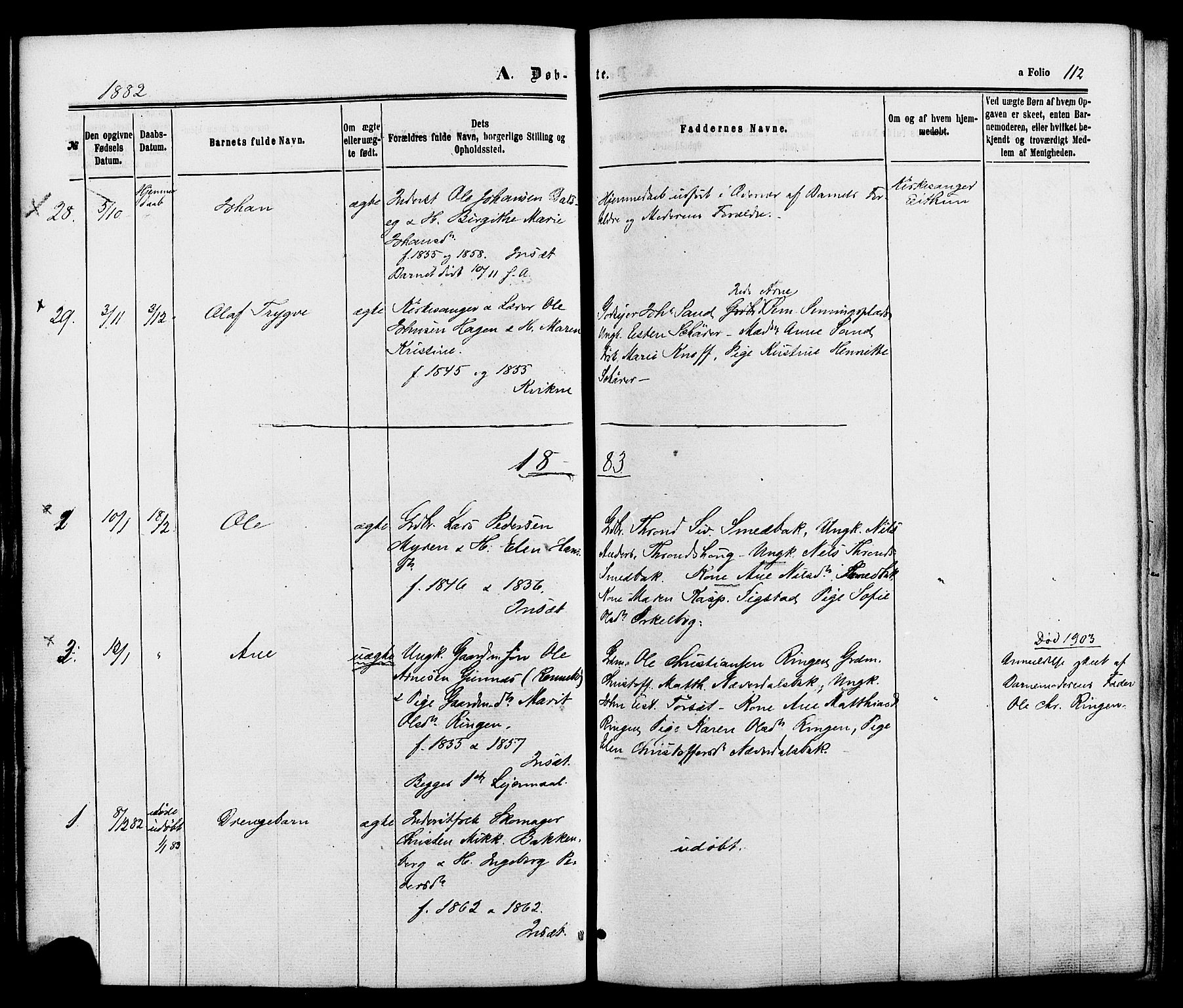 Kvikne prestekontor, SAH/PREST-064/H/Ha/Haa/L0006: Parish register (official) no. 6, 1863-1886, p. 112