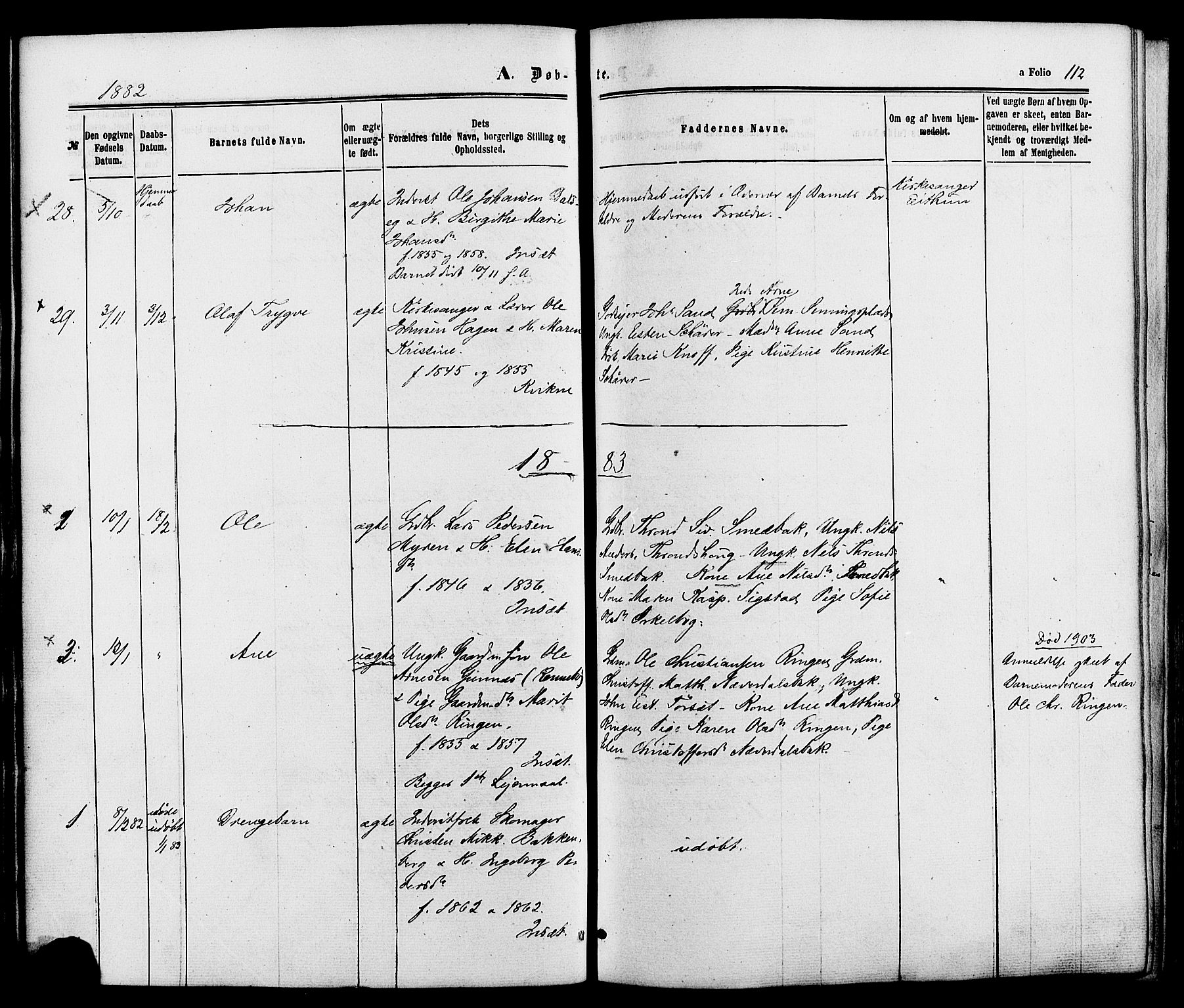 Kvikne prestekontor, AV/SAH-PREST-064/H/Ha/Haa/L0006: Parish register (official) no. 6, 1863-1886, p. 112