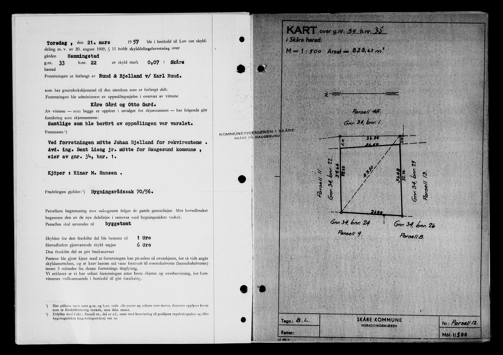 Karmsund sorenskriveri, SAST/A-100311/01/II/IIB/L0125: Mortgage book no. 105A, 1957-1957, Diary no: : 2019/1957
