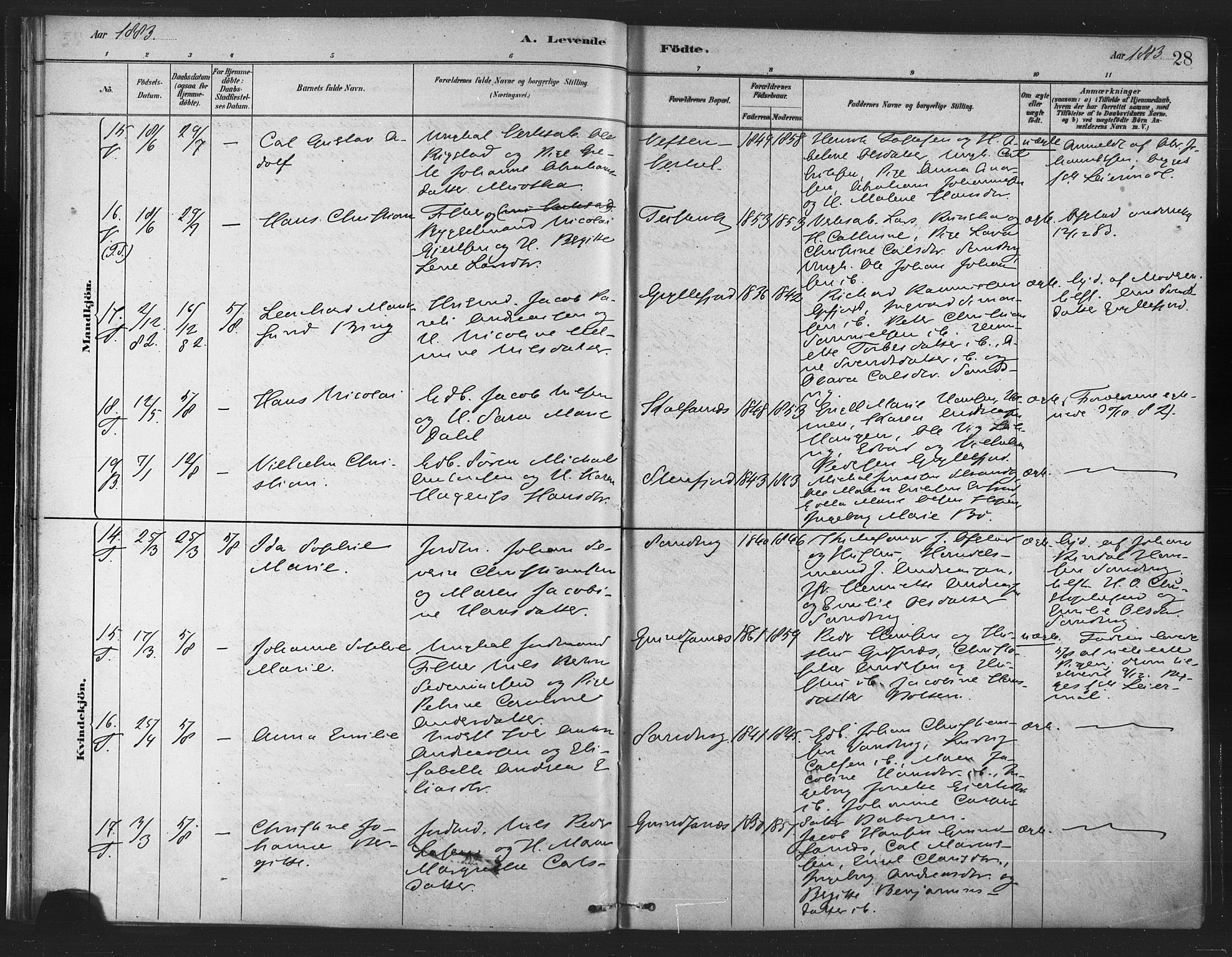 Berg sokneprestkontor, AV/SATØ-S-1318/G/Ga/Gaa/L0004kirke: Parish register (official) no. 4, 1880-1894, p. 28