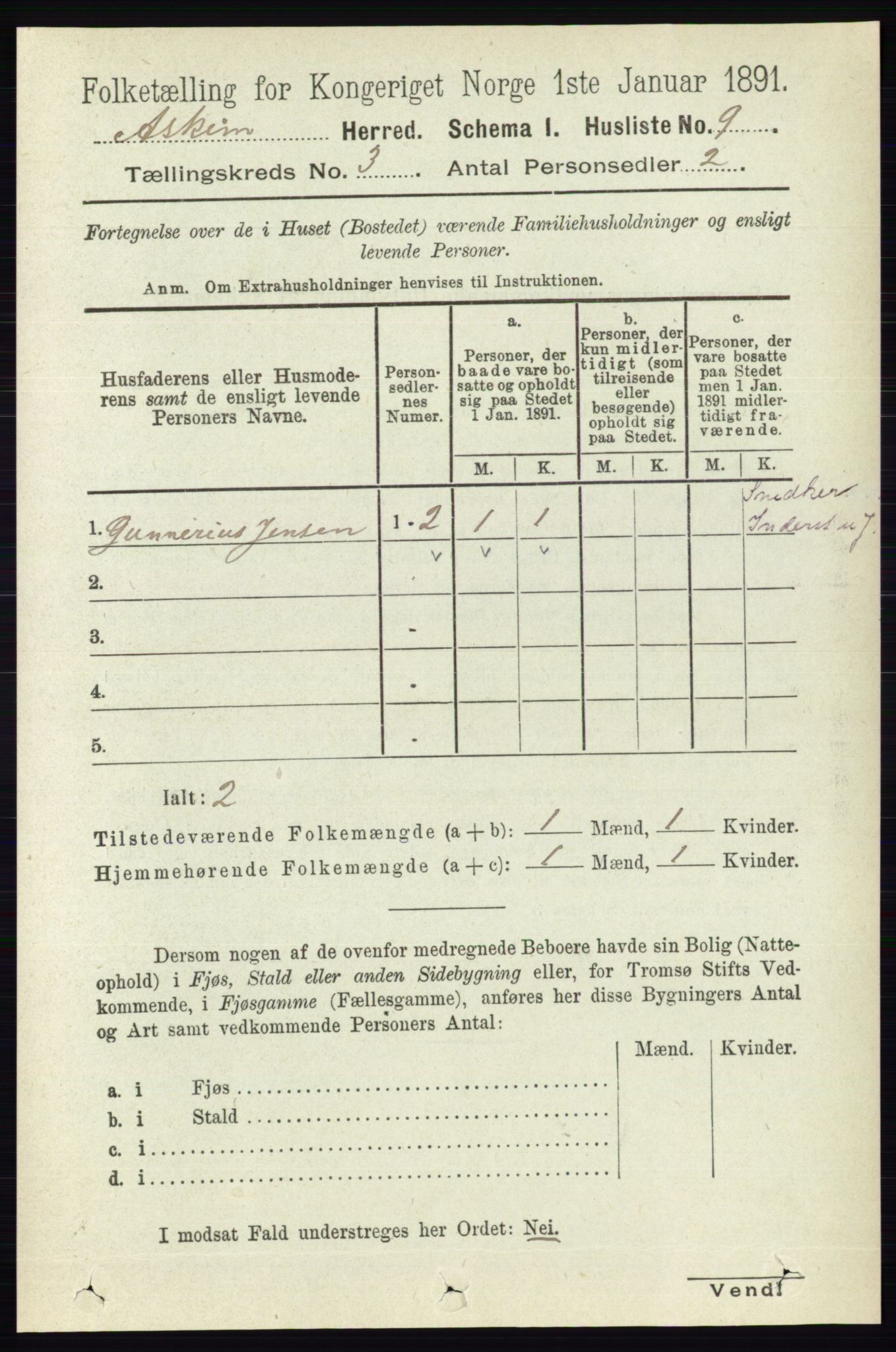 RA, 1891 census for 0124 Askim, 1891, p. 354