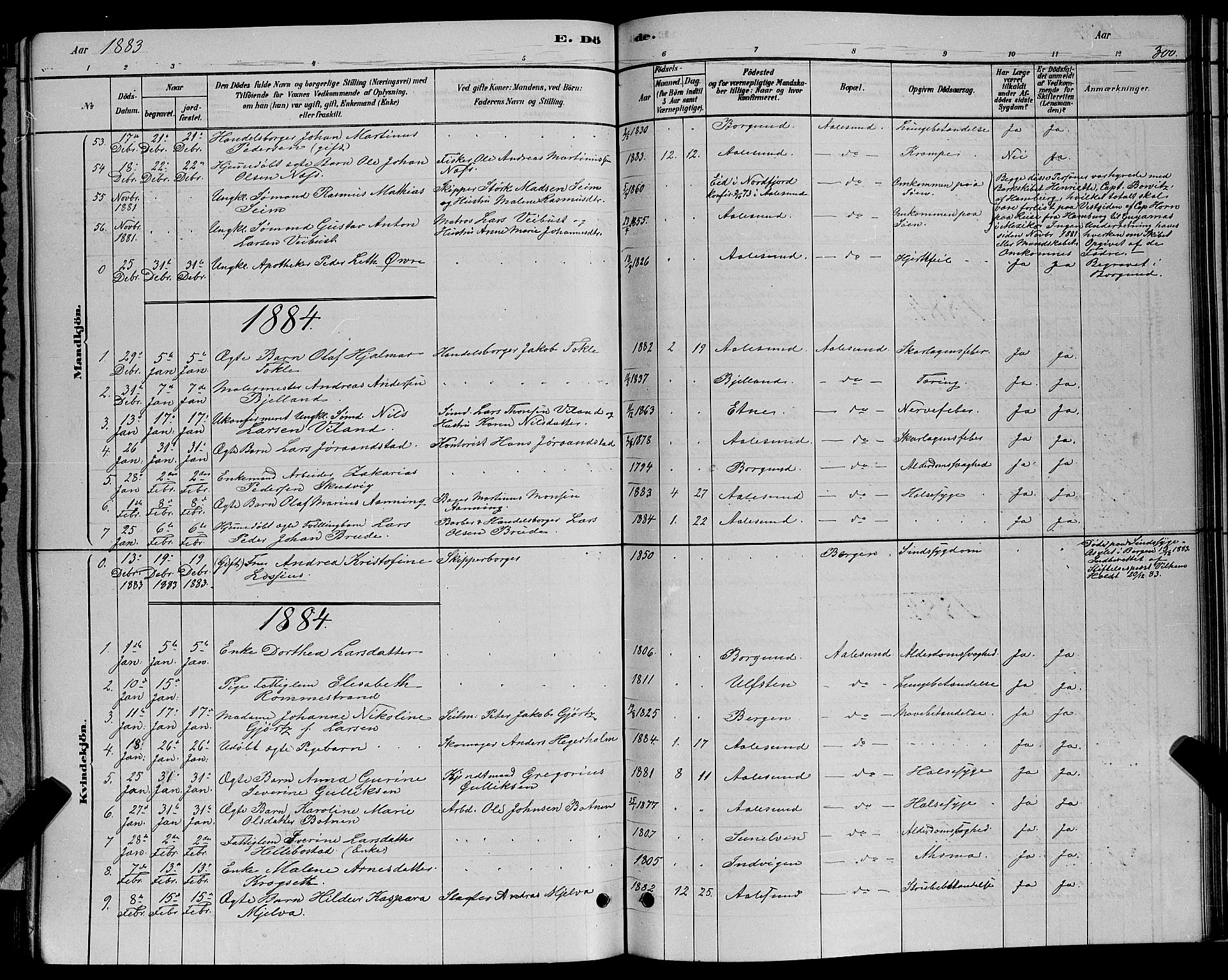 Ministerialprotokoller, klokkerbøker og fødselsregistre - Møre og Romsdal, SAT/A-1454/529/L0466: Parish register (copy) no. 529C03, 1878-1888, p. 300