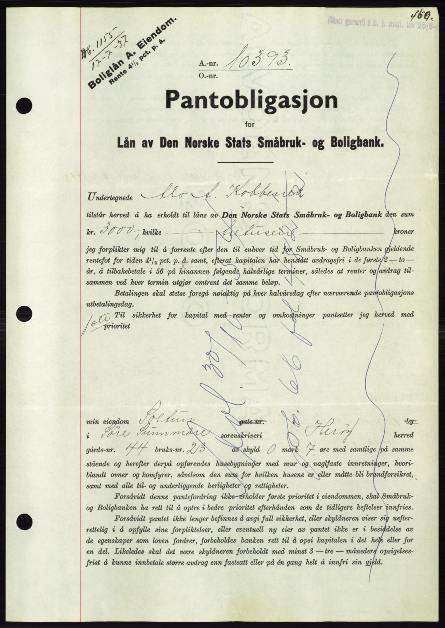 Søre Sunnmøre sorenskriveri, AV/SAT-A-4122/1/2/2C/L0063: Mortgage book no. 57, 1937-1937, Diary no: : 1155/1937