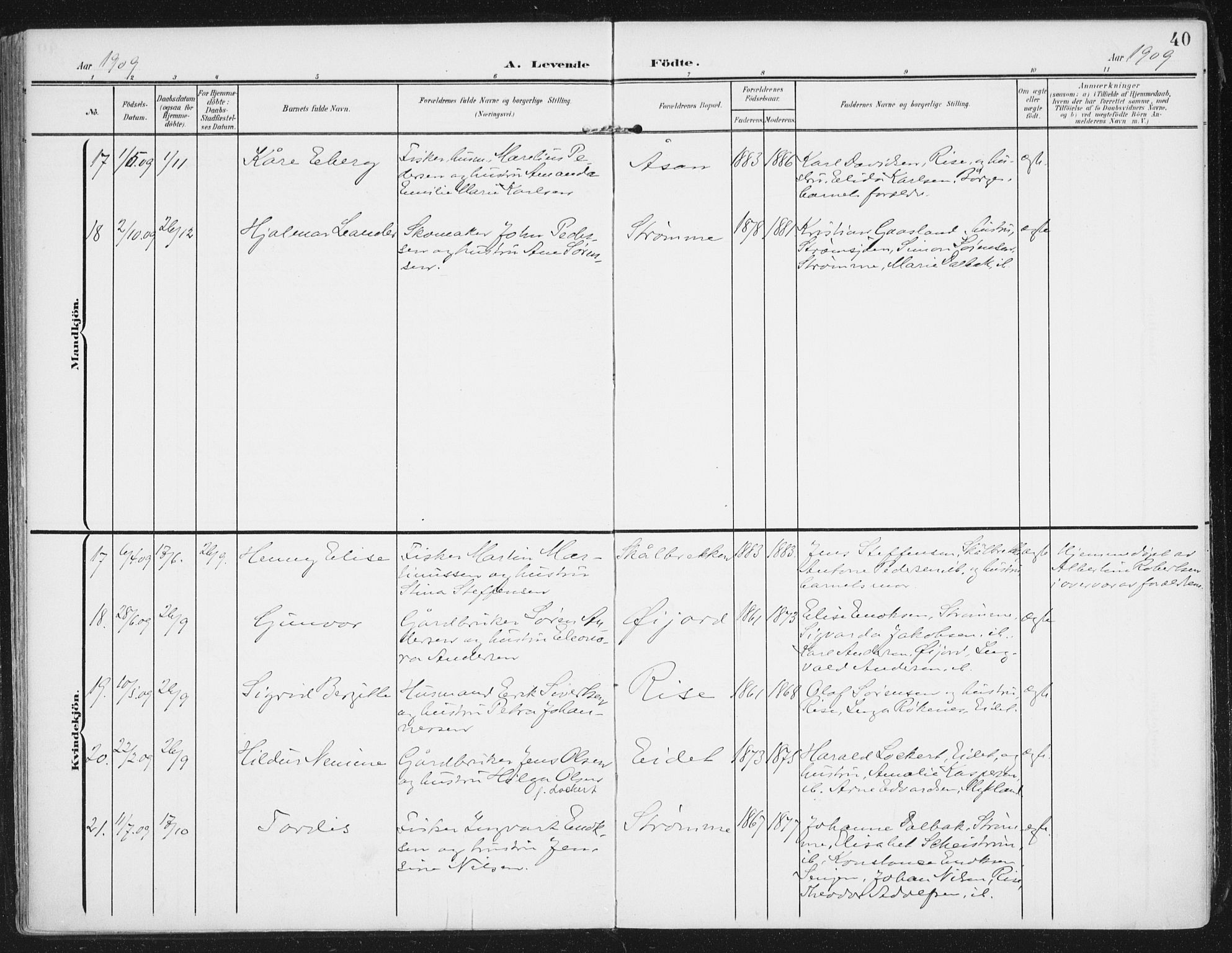 Ministerialprotokoller, klokkerbøker og fødselsregistre - Nordland, AV/SAT-A-1459/892/L1321: Parish register (official) no. 892A02, 1902-1918, p. 40