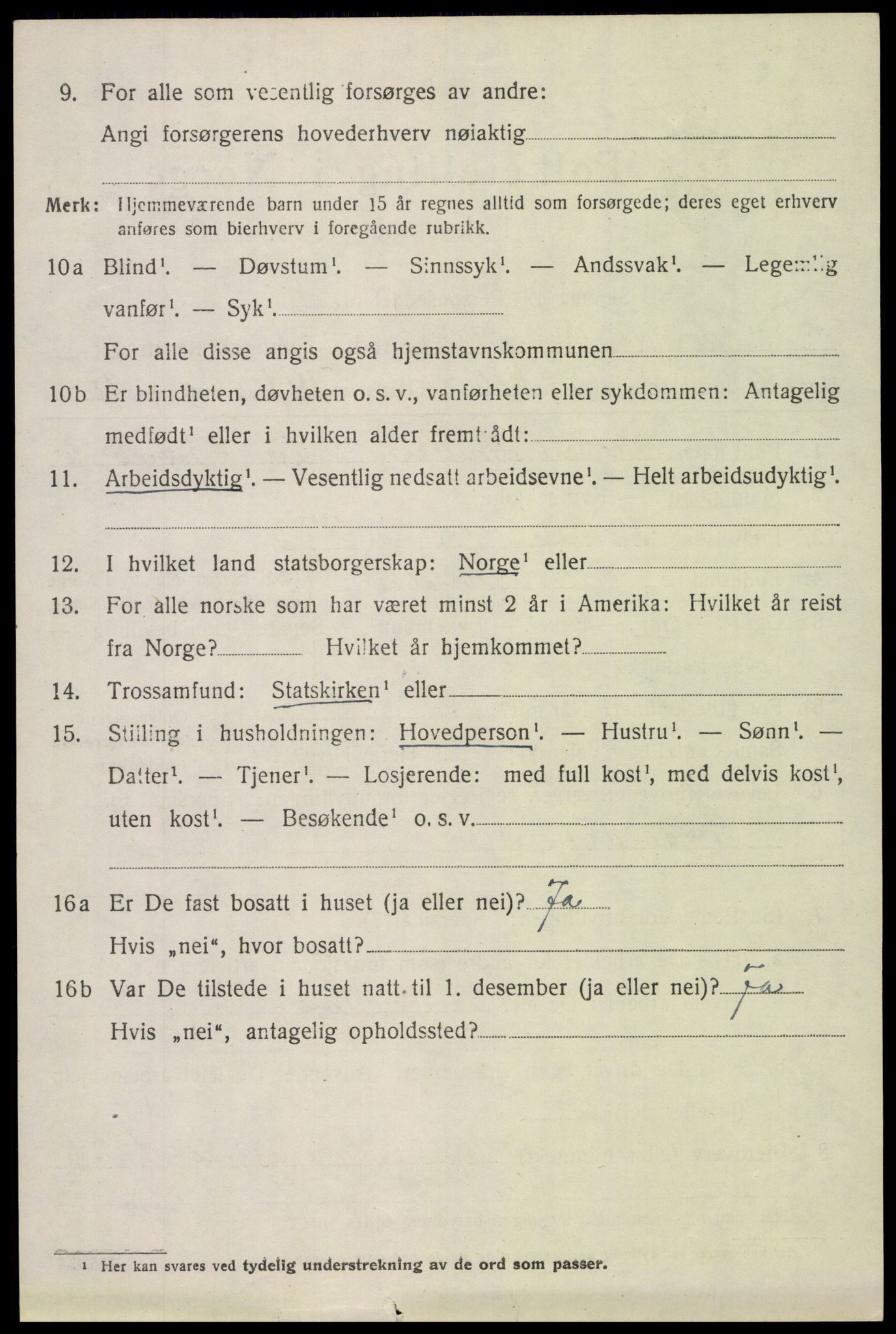 SAH, 1920 census for Nordre Land, 1920, p. 1639