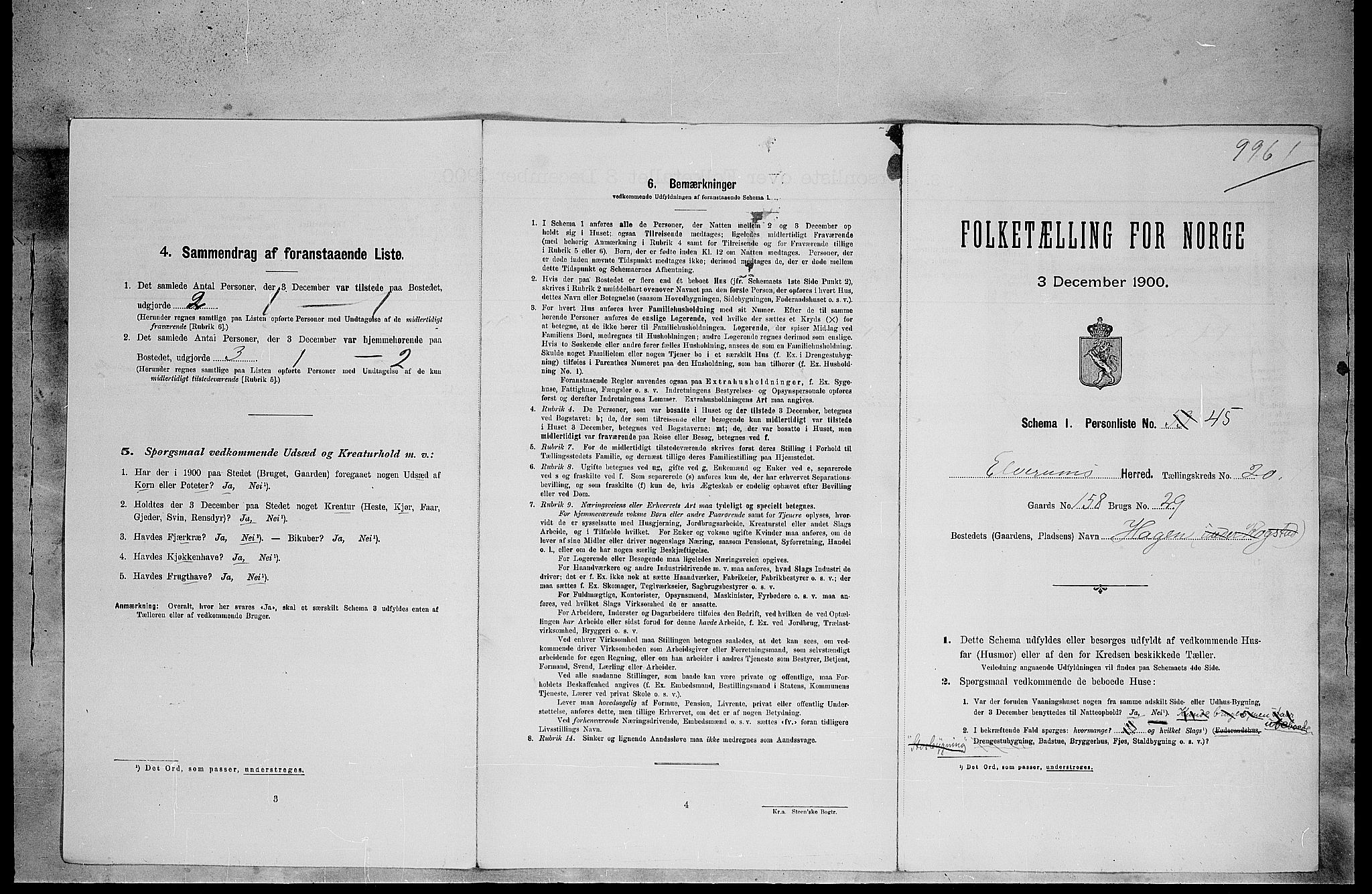 SAH, 1900 census for Elverum, 1900, p. 2684