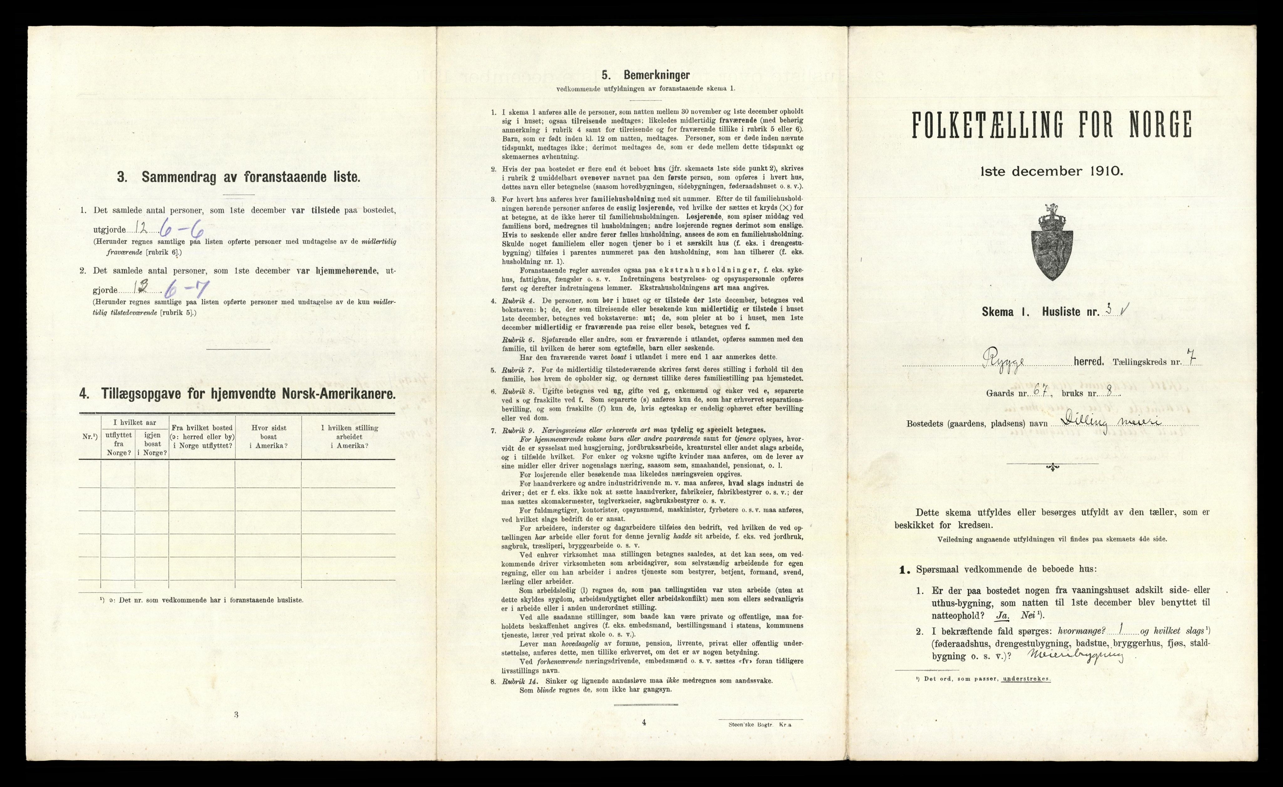 RA, 1910 census for Rygge, 1910, p. 1094