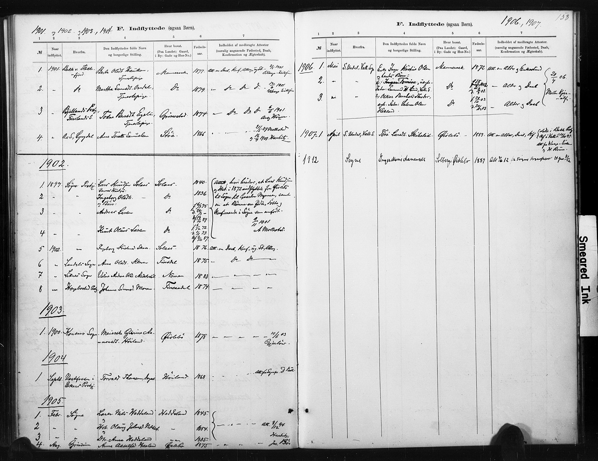 Holum sokneprestkontor, AV/SAK-1111-0022/F/Fa/Fac/L0004: Parish register (official) no. A 4, 1884-1907, p. 158