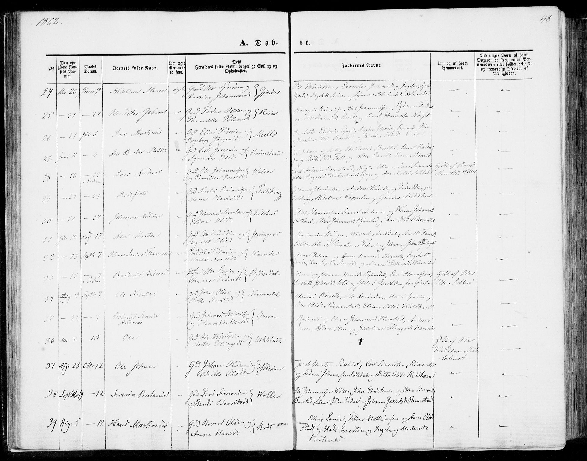 Ministerialprotokoller, klokkerbøker og fødselsregistre - Møre og Romsdal, SAT/A-1454/510/L0121: Parish register (official) no. 510A01, 1848-1877, p. 48