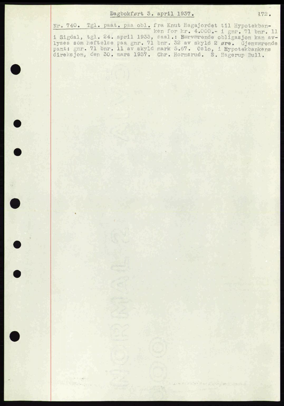 Eiker, Modum og Sigdal sorenskriveri, SAKO/A-123/G/Ga/Gab/L0035: Mortgage book no. A5, 1937-1937, Diary no: : 740/1937