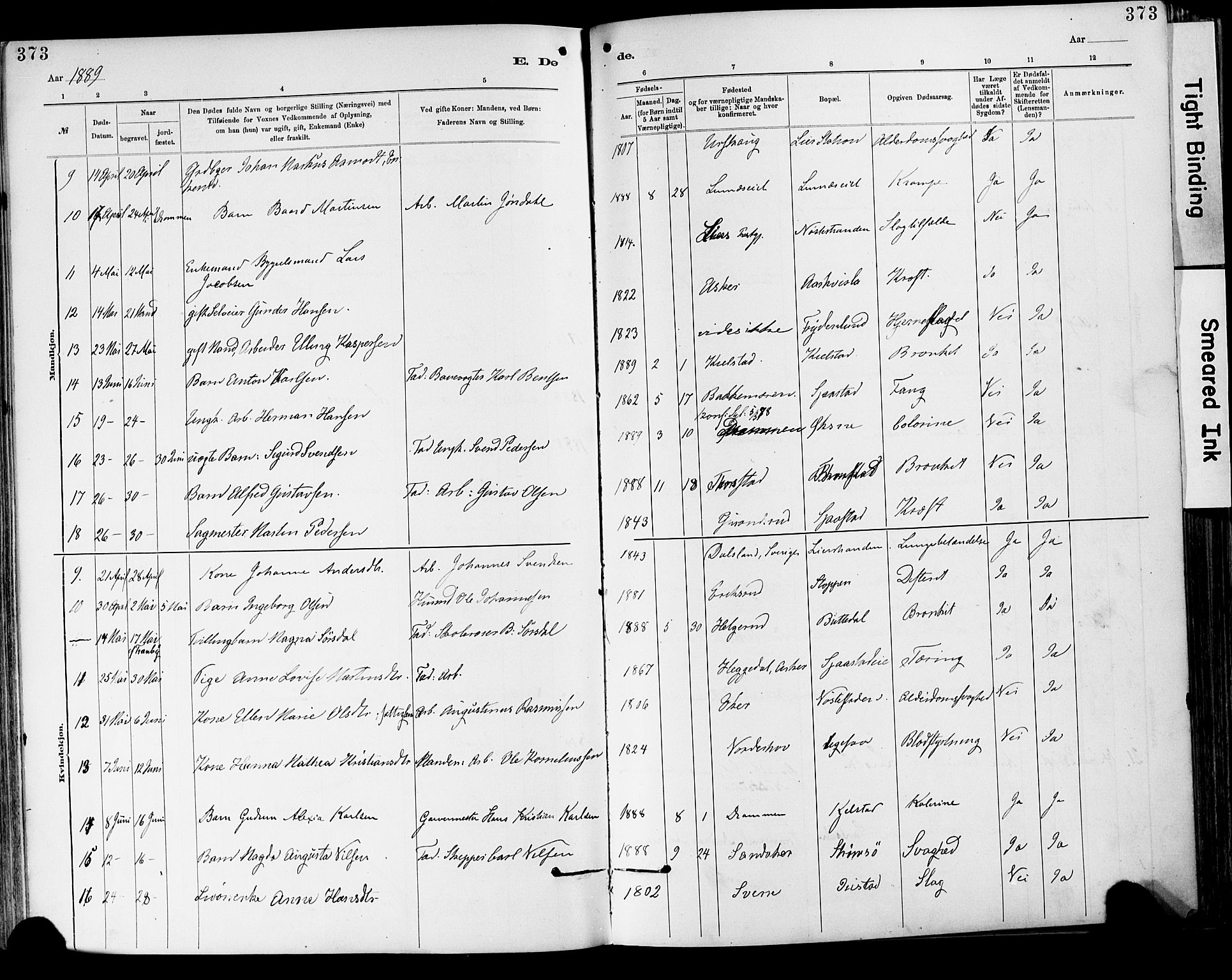 Lier kirkebøker, SAKO/A-230/F/Fa/L0015: Parish register (official) no. I 15, 1883-1894, p. 373