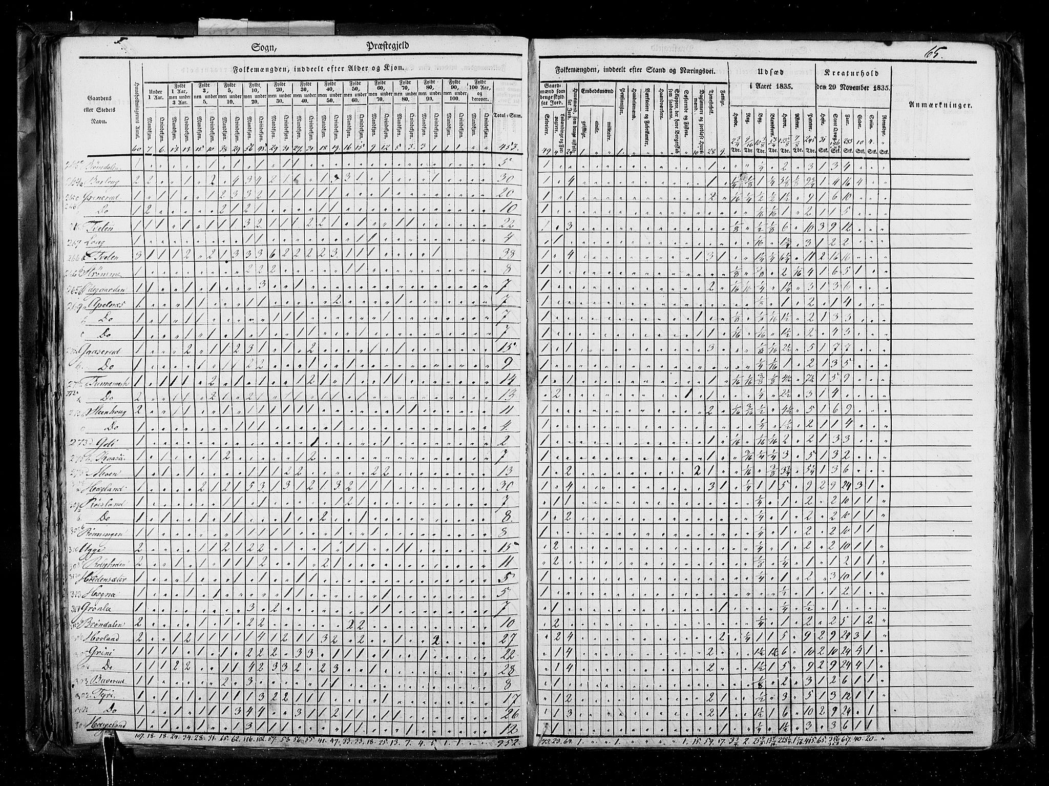 RA, Census 1835, vol. 5: Bratsberg amt og Nedenes og Råbyggelaget amt, 1835, p. 65