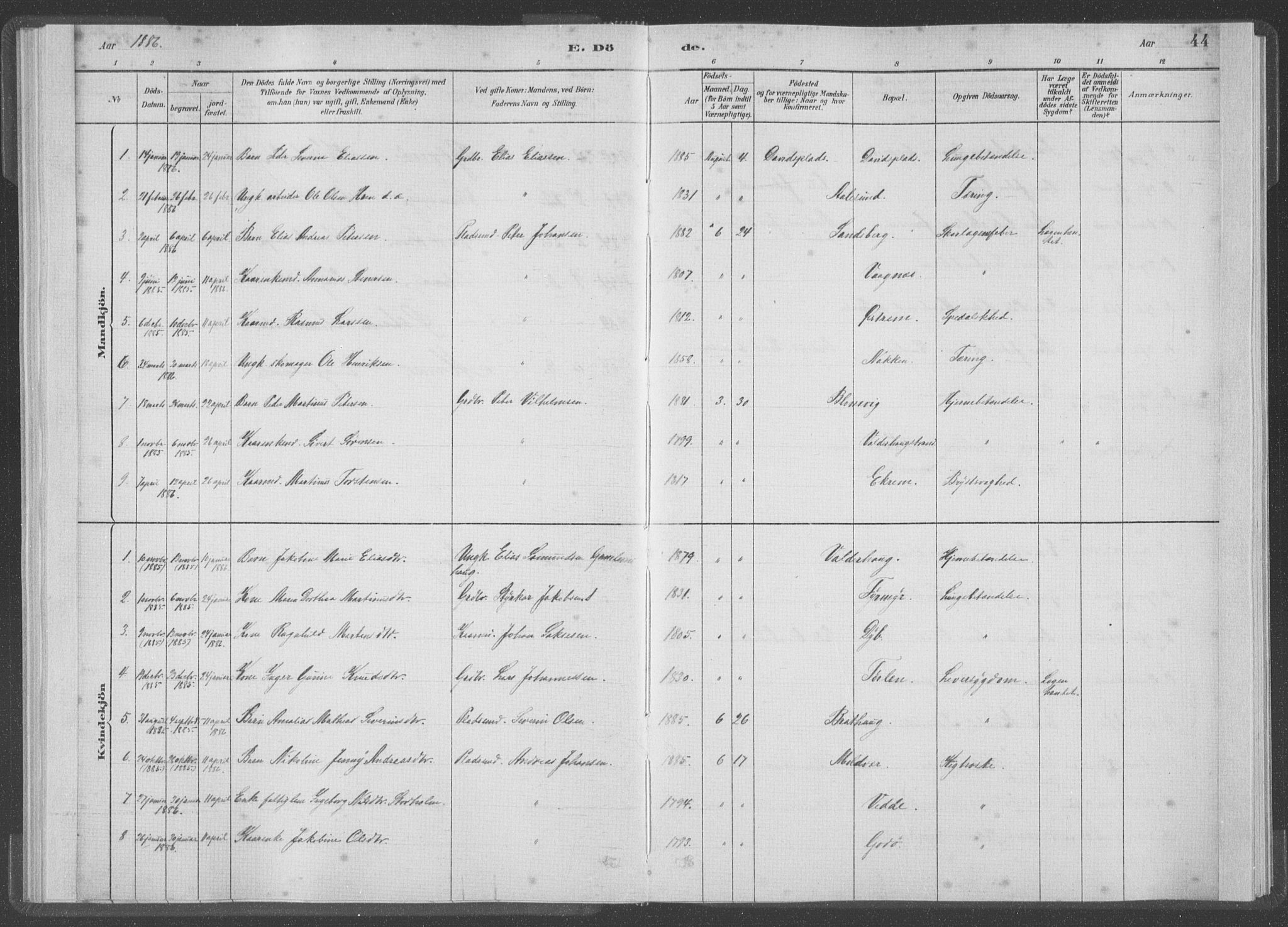 Ministerialprotokoller, klokkerbøker og fødselsregistre - Møre og Romsdal, AV/SAT-A-1454/528/L0403: Parish register (official) no. 528A13I, 1880-1947, p. 44