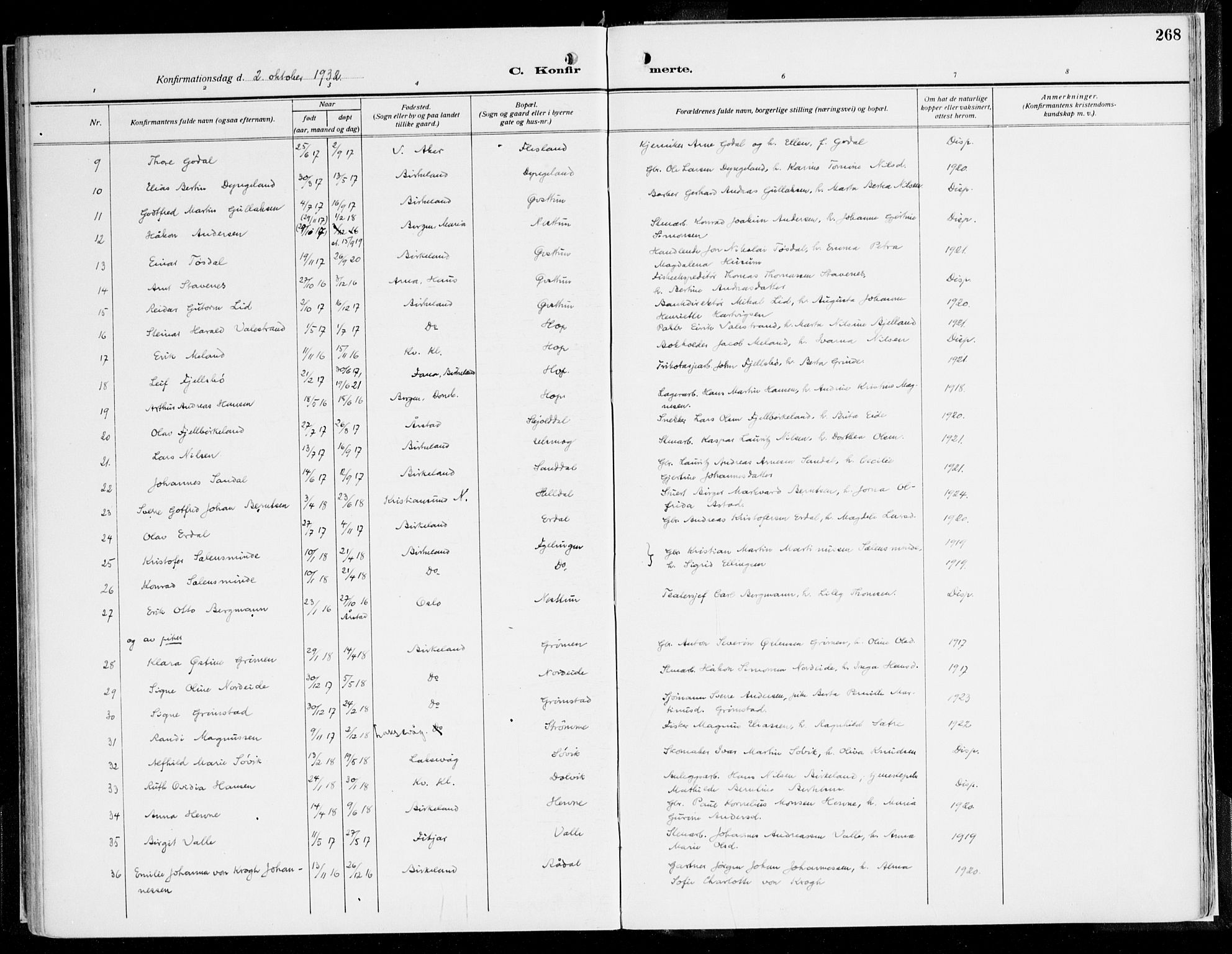 Fana Sokneprestembete, AV/SAB-A-75101/H/Haa/Haaj/L0001: Parish register (official) no. J 1, 1921-1935, p. 268