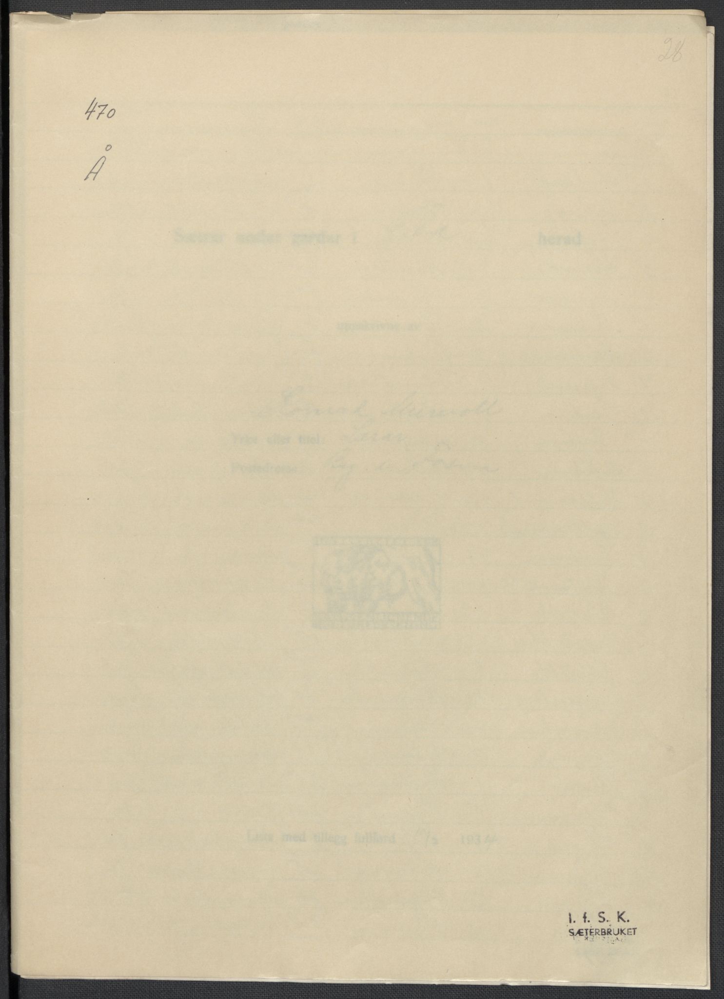 Instituttet for sammenlignende kulturforskning, RA/PA-0424/F/Fc/L0013/0003: Eske B13: / Sør-Trøndelag (perm XXXVII), 1933-1936, p. 28