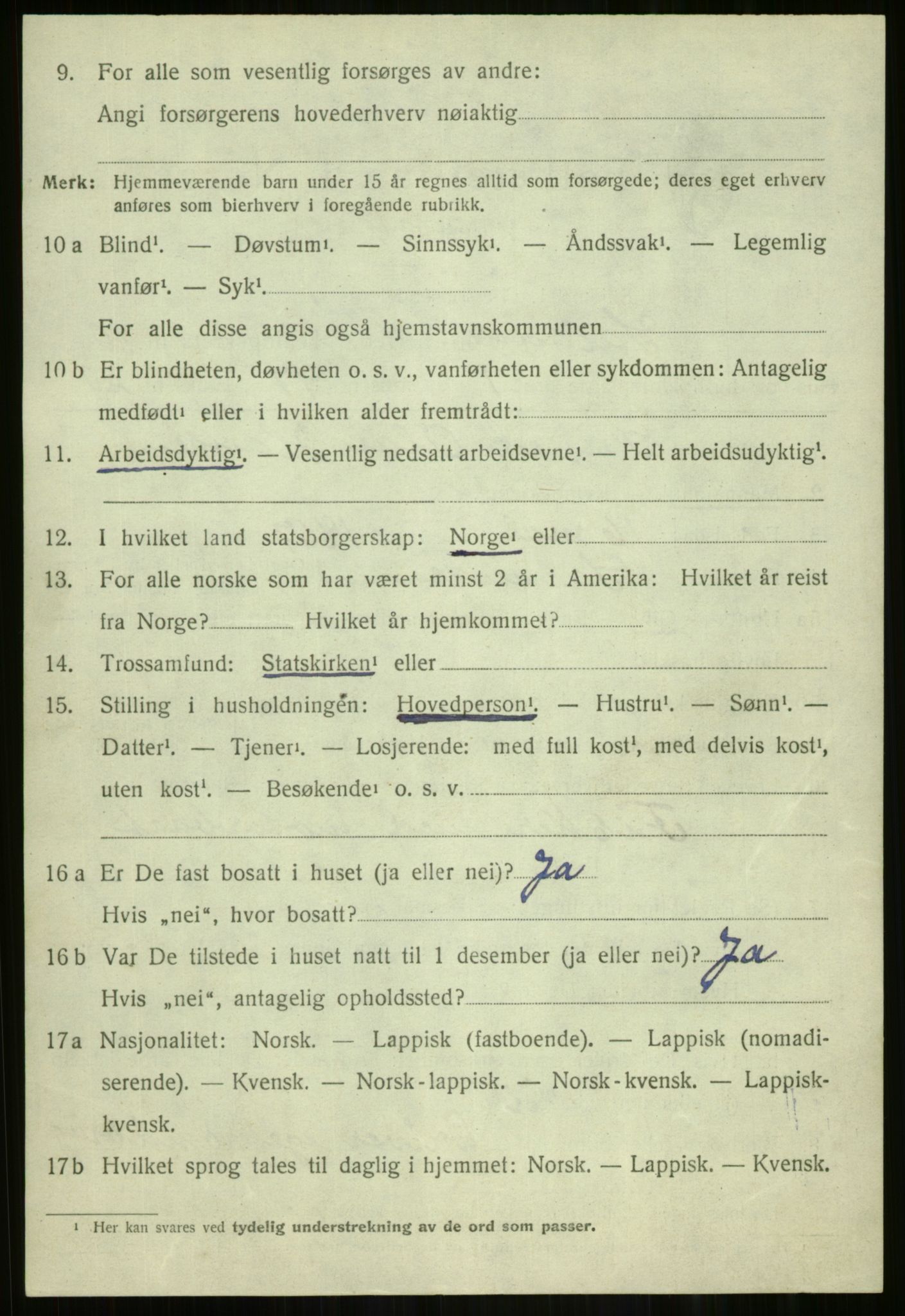 SATØ, 1920 census for Salangen, 1920, p. 6269