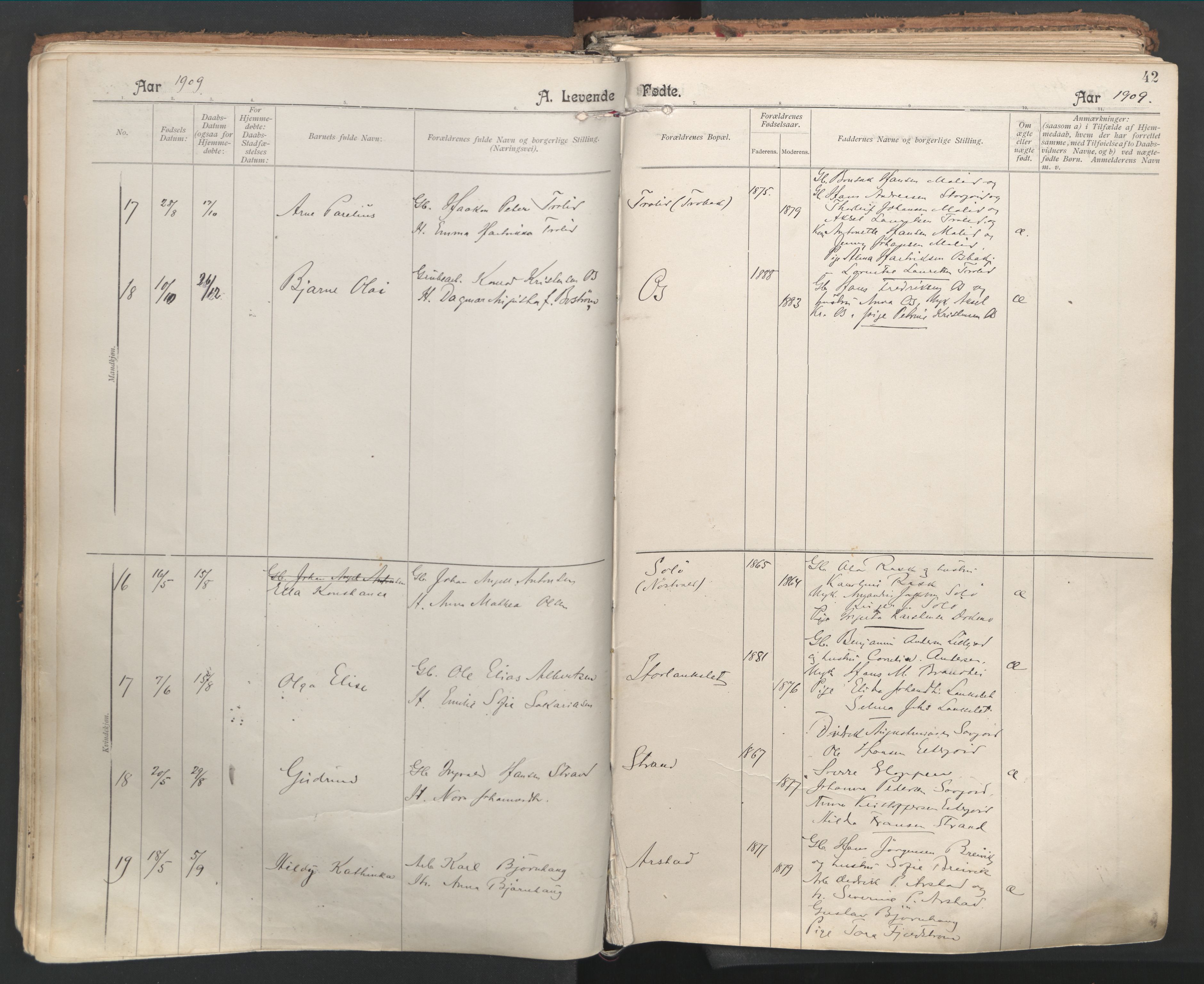 Ministerialprotokoller, klokkerbøker og fødselsregistre - Nordland, SAT/A-1459/846/L0647: Parish register (official) no. 846A05, 1902-1915, p. 42