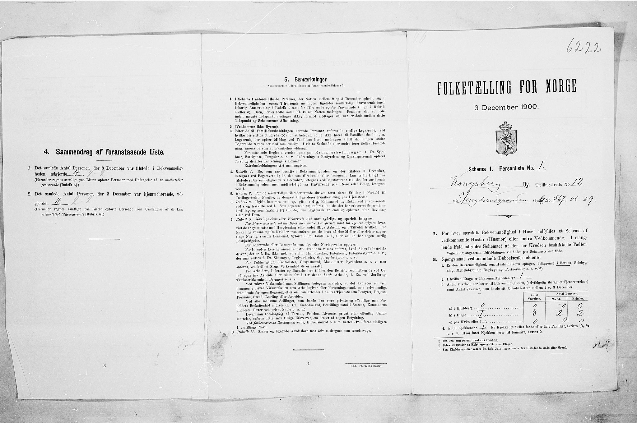 RA, 1900 census for Kongsberg, 1900, p. 2219