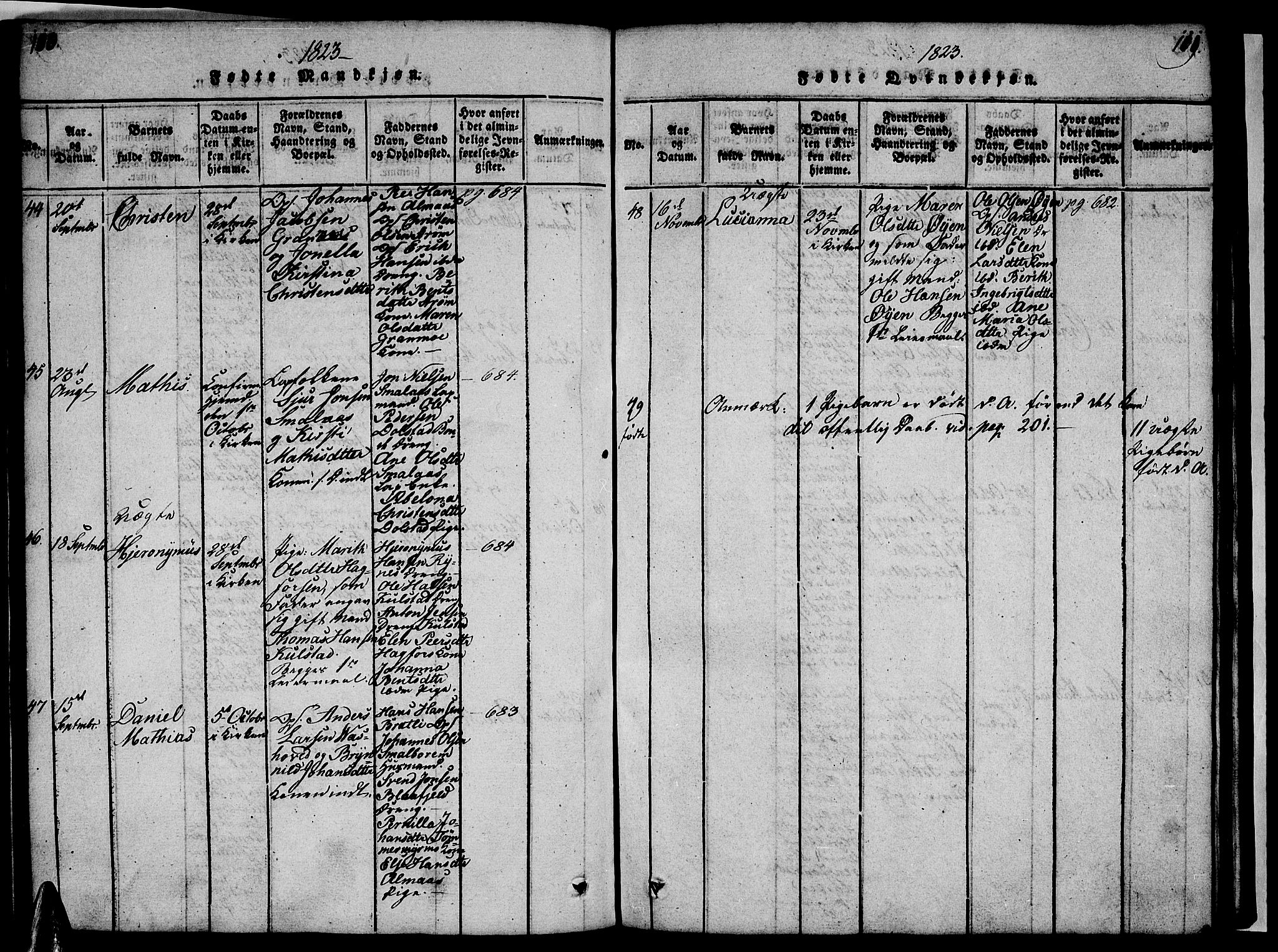 Ministerialprotokoller, klokkerbøker og fødselsregistre - Nordland, AV/SAT-A-1459/820/L0299: Parish register (copy) no. 820C01, 1820-1825, p. 110-111