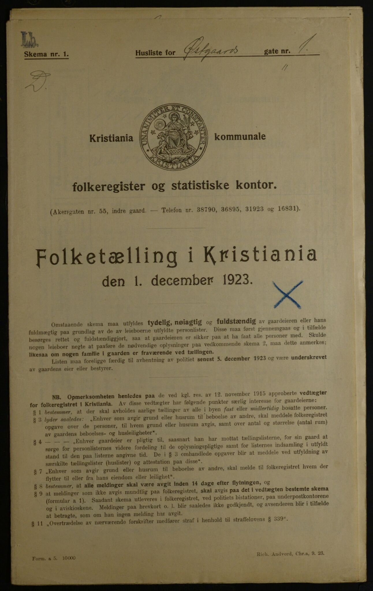 OBA, Municipal Census 1923 for Kristiania, 1923, p. 142365