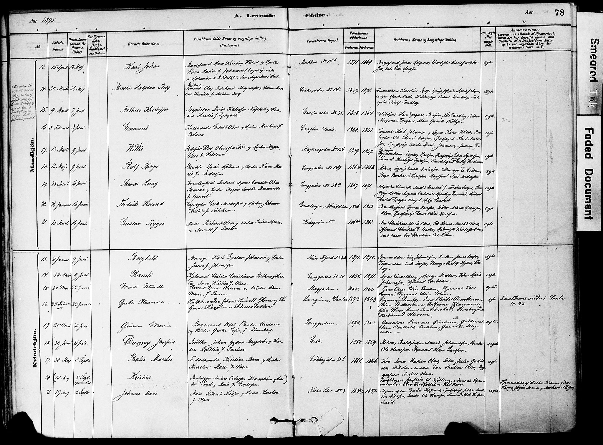 Holmestrand kirkebøker, AV/SAKO-A-346/F/Fa/L0004: Parish register (official) no. 4, 1880-1901, p. 78