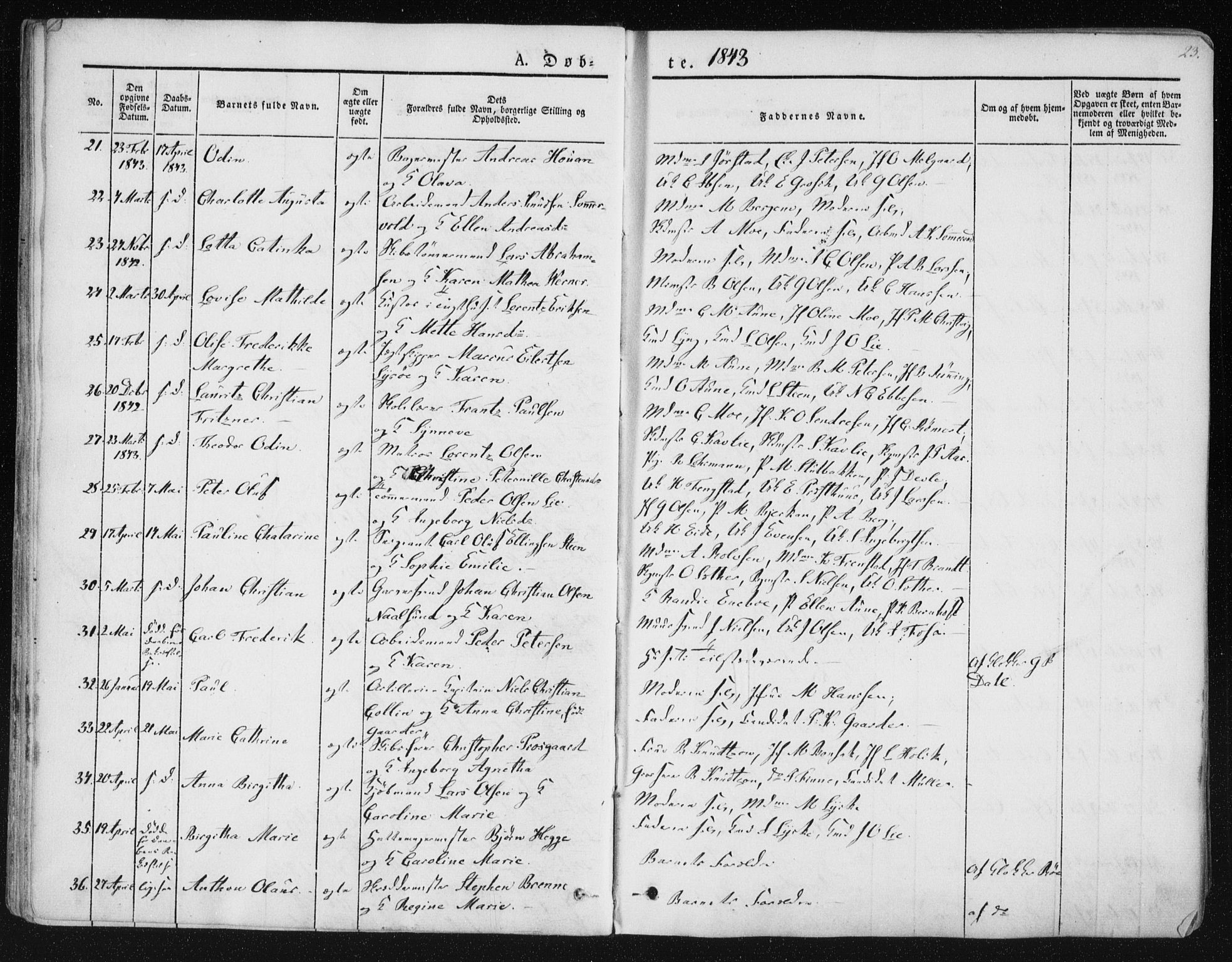 Ministerialprotokoller, klokkerbøker og fødselsregistre - Sør-Trøndelag, AV/SAT-A-1456/602/L0110: Parish register (official) no. 602A08, 1840-1854, p. 23