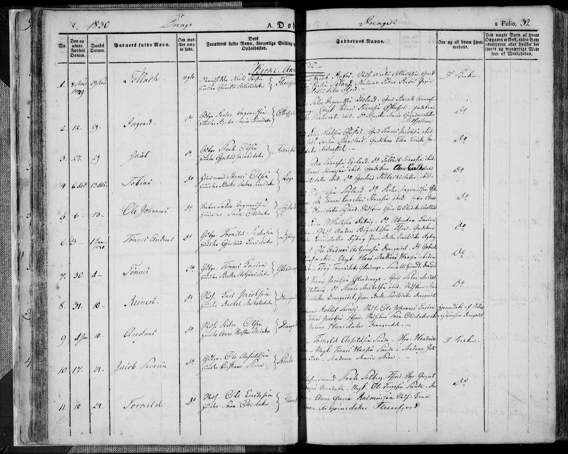 Flekkefjord sokneprestkontor, AV/SAK-1111-0012/F/Fa/Fac/L0003: Parish register (official) no. A 3, 1826-1841, p. 32