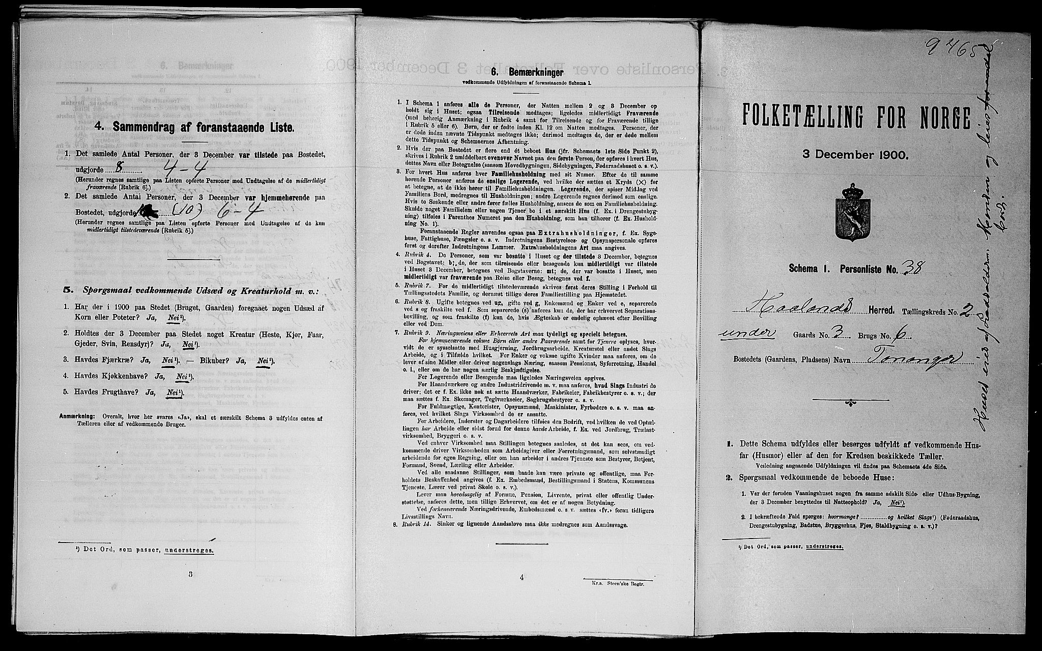 SAST, 1900 census for Haaland, 1900, p. 445