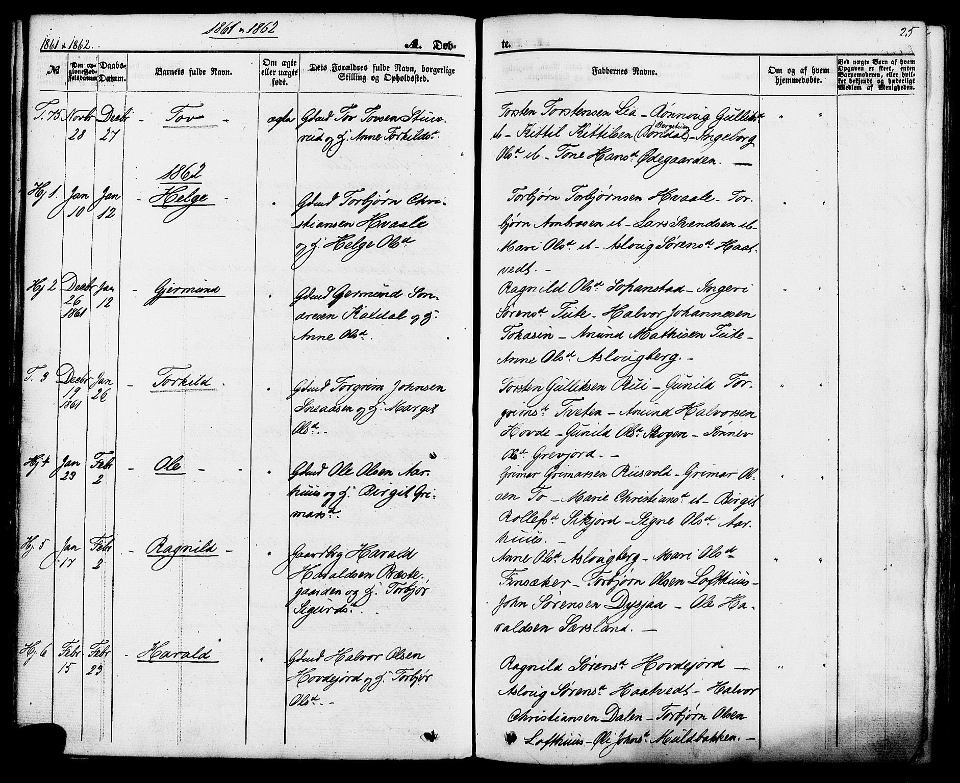 Hjartdal kirkebøker, SAKO/A-270/F/Fa/L0009: Parish register (official) no. I 9, 1860-1879, p. 25