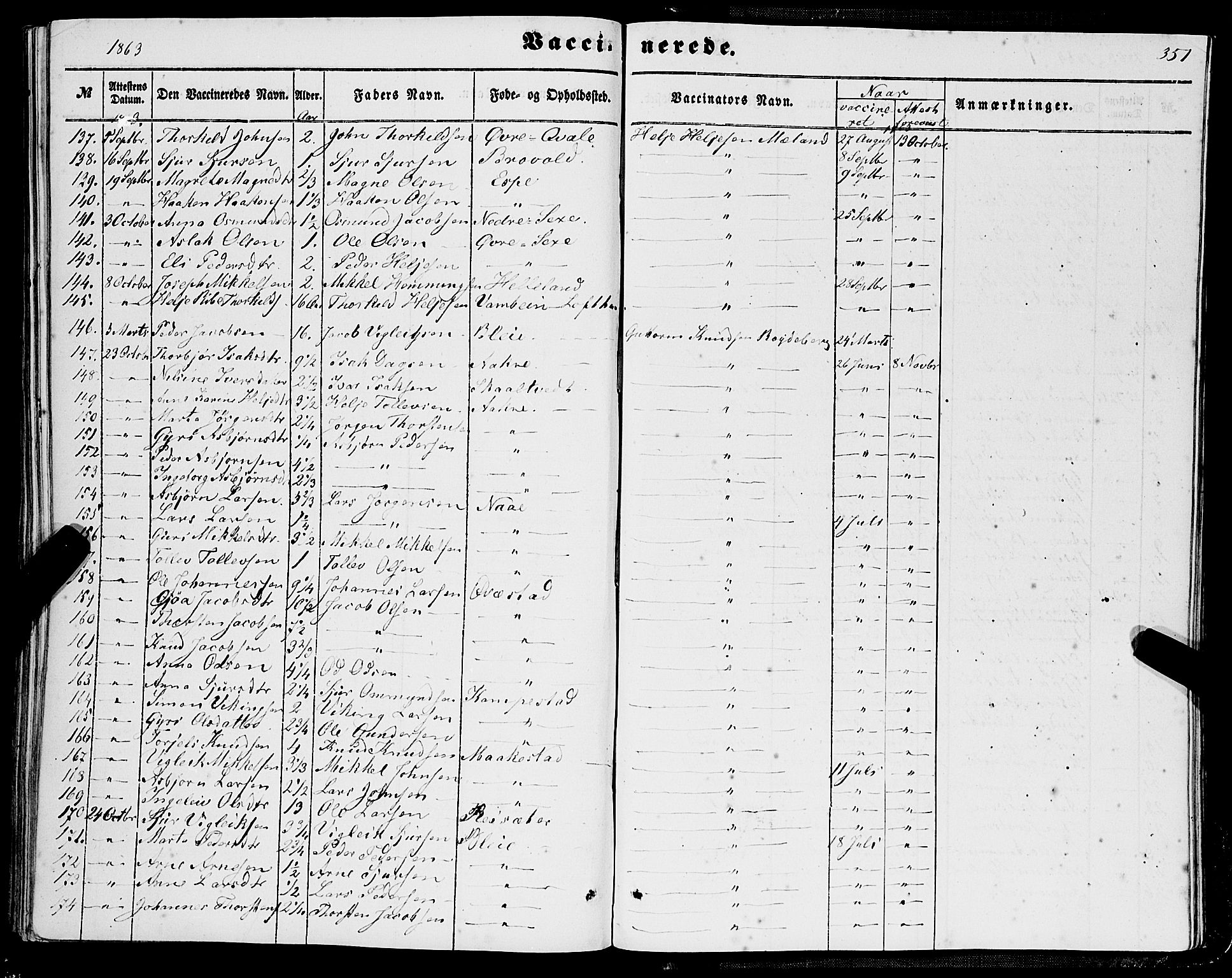Ullensvang sokneprestembete, SAB/A-78701/H/Haa: Parish register (official) no. A 11, 1854-1866, p. 351