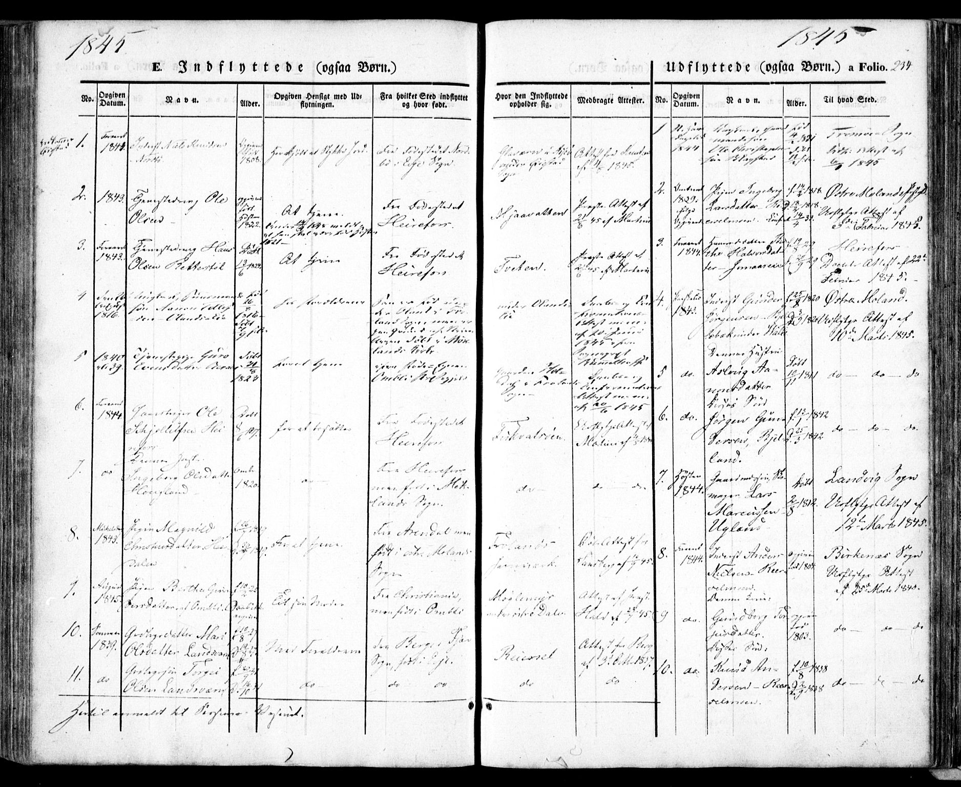 Froland sokneprestkontor, SAK/1111-0013/F/Fa/L0002: Parish register (official) no. A 2, 1845-1863, p. 234